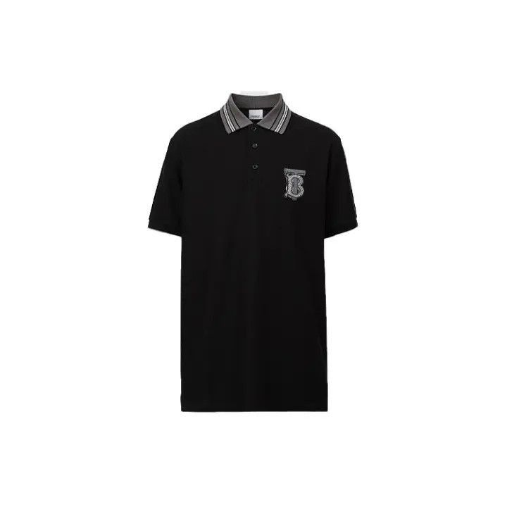 Burberry Burberry Burberry Black Logo Short Sleeve Polo Shirt-2507 Size US M / EU 48-50 / 2 - 1 Thumbnail