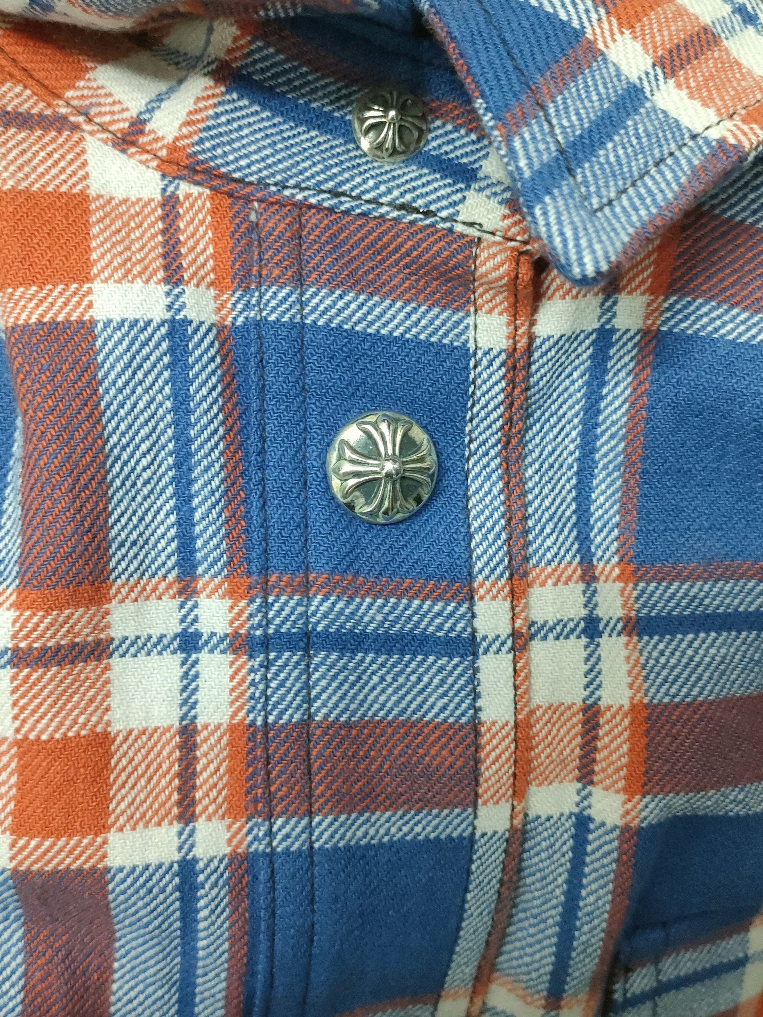Chrome Hearts Chrome Hearts Blue & Red Plaid Cropped Flannel Shirt Jacket Size US S / EU 44-46 / 1 - 5 Thumbnail