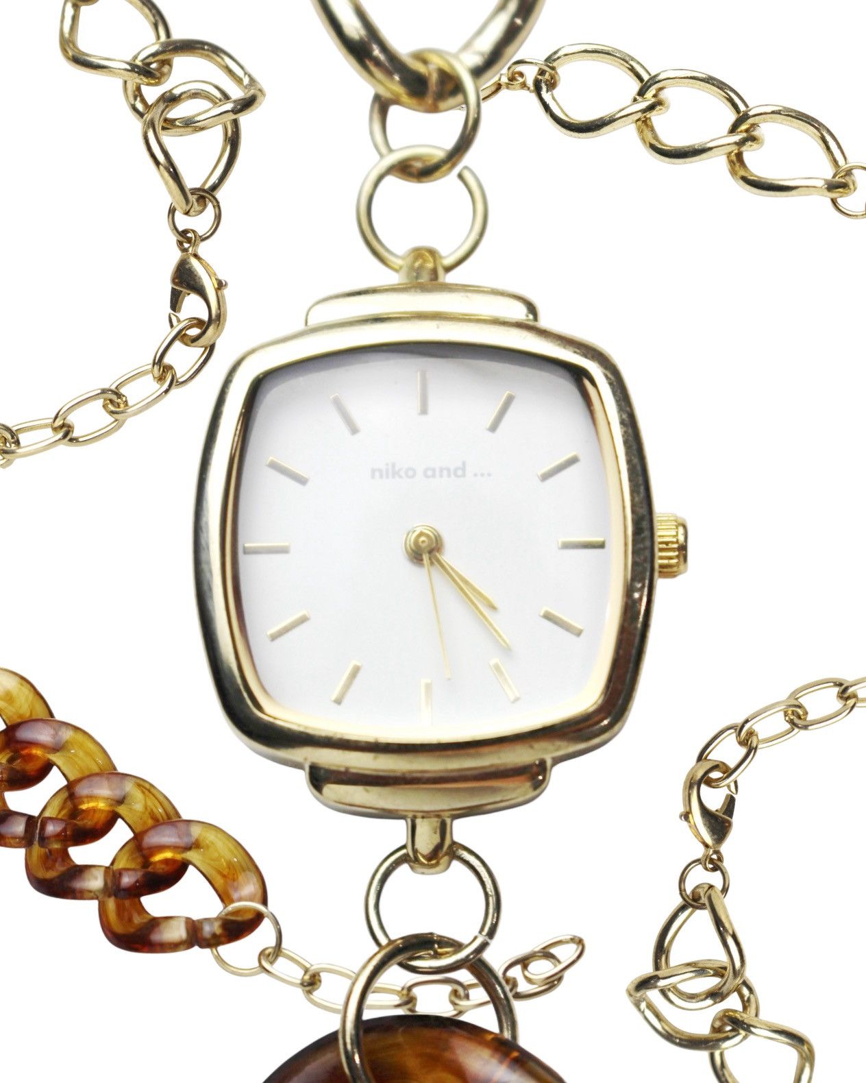 Japanese Brand NIKO AND AMBER RESIN & GOLD LINK CHAIN WATCH Size ONE SIZE - 2 Thumbnail