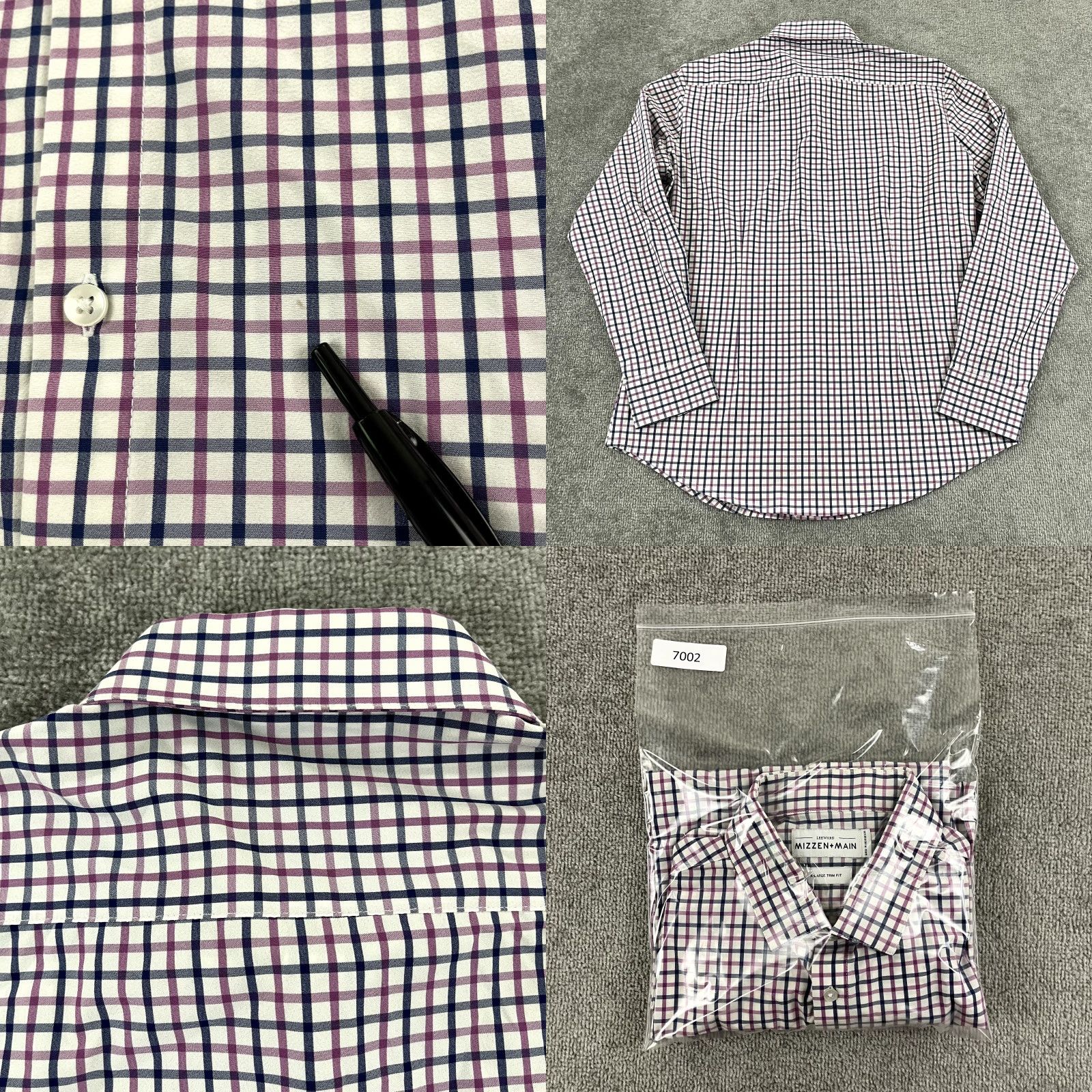 Mizzen+Main MIZZEN+MAIN Shirt Mens XL Leeward Plaid Button Up Dress Shirt - Multicolor, Long Sleeve, Collared, Classic Fit, Breathable, Easy Care, Workwear Size 46R - 8 Thumbnail
