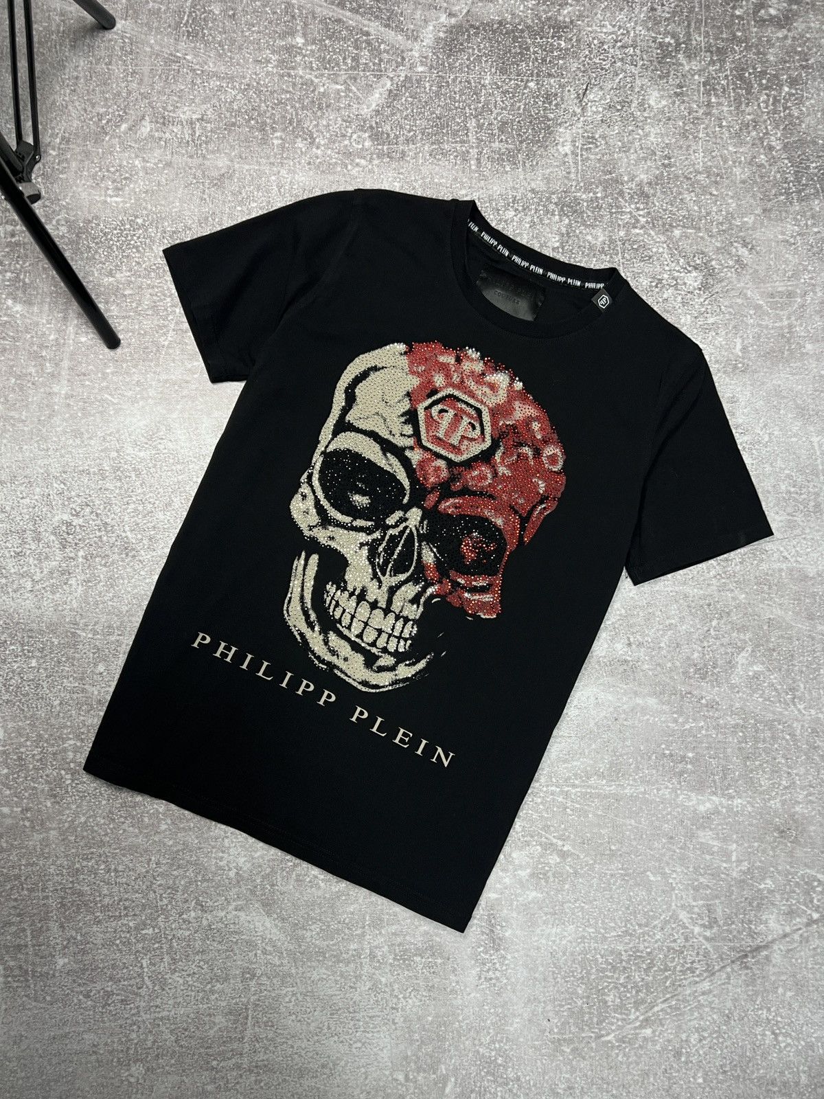 Philipp Plein Rhinestone Skull Big Logo T-shirt Size XL