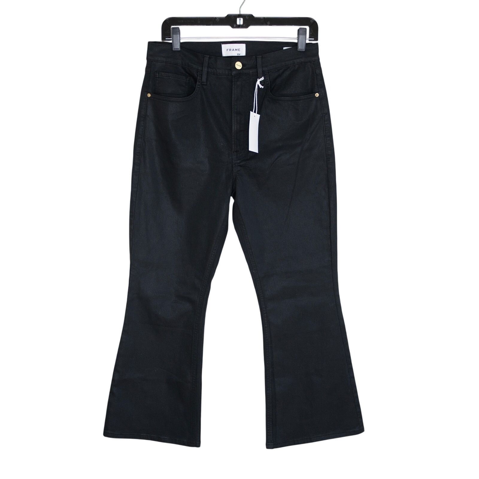 Frame Frame Le Crop Flare Jeans Noir Coated Size 30" / US 8 / IT 44 - 2 Thumbnail