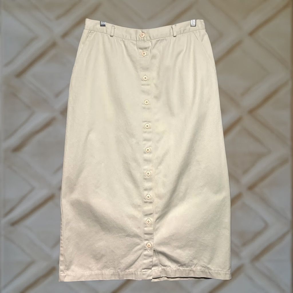Brooks Brothers VTG Brooks Brothers Khaki Button Front Midi Skirt Womens 12 USA Size 34" / US 12 / IT 48 - 1 Thumbnail