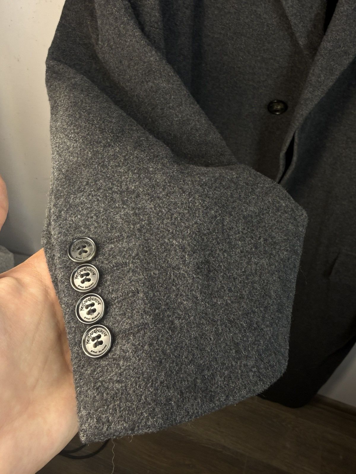 Yves Saint Laurent Grey Wool YSL Coat Heavy Soft Long Size US XL / EU 56 / 4 - 16 Thumbnail