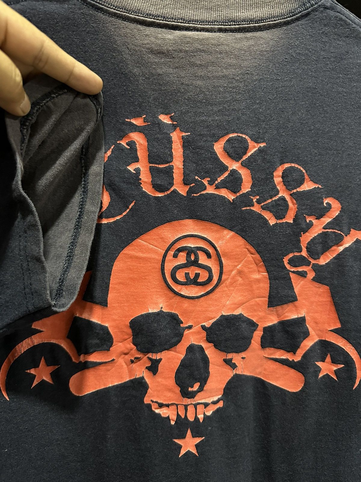 Stussy × Vintage Vintage Stussy Skulls Skateboard Sun Faded Tee Size US M / EU 48-50 / 2 - 4 Thumbnail
