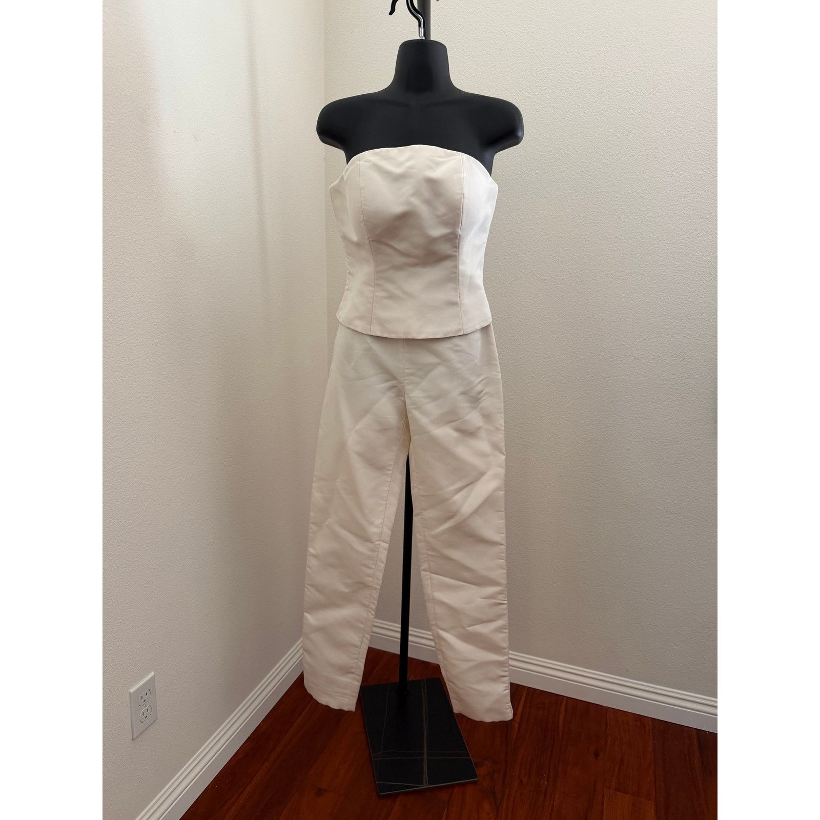 Sachin & Babi Sachin + Babi Silk Faille Bustier + Pants Set Ivory M Flaws Size 27" / US 4 / IT 40 - 3 Thumbnail