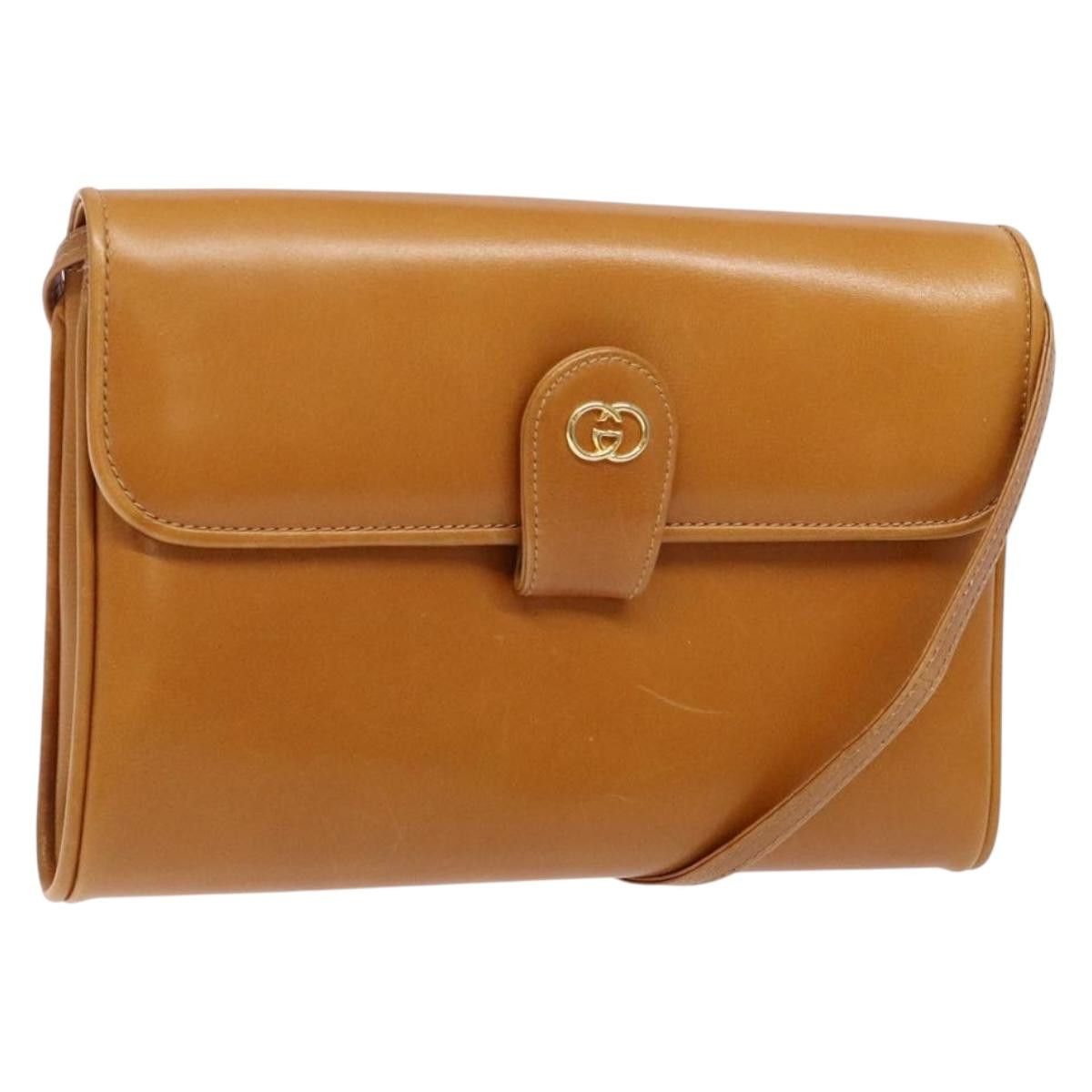 GUCCI Shoulder Bag Leather Brown Gold 004 056 004 056