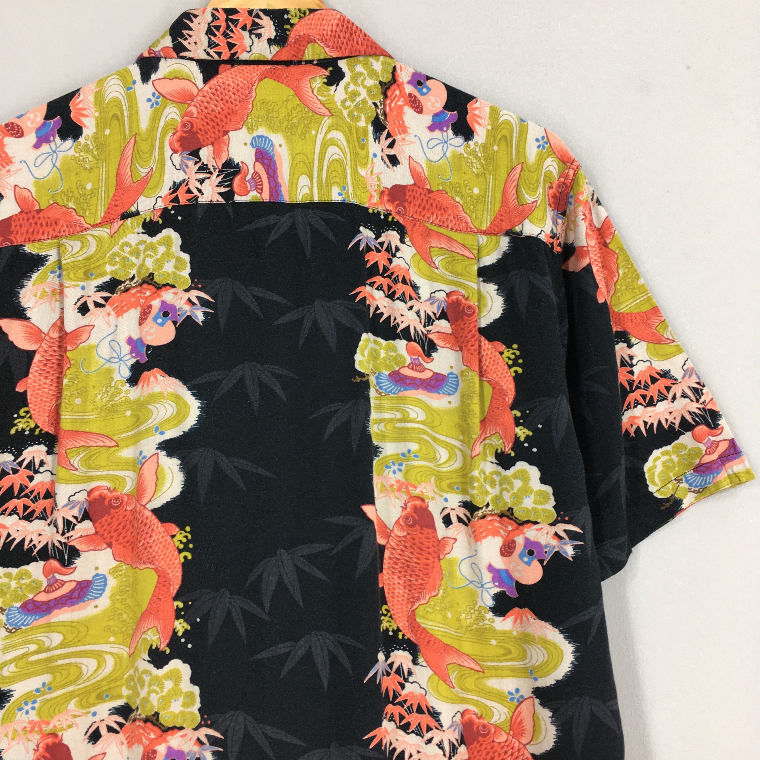 Japanese Brand × Vintage Vintage Aloha Patina Japanese Koi Fish Rayon Shirt Large Size US L / EU 52-54 / 3 - 8 Thumbnail