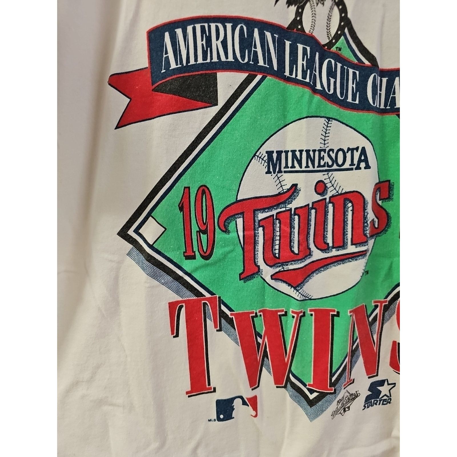 Fruit Of The Loom 1991 AL Champions Minnesota Twins T-shirt Single Stitch Sz L Size US L / EU 52-54 / 3 - 4 Thumbnail