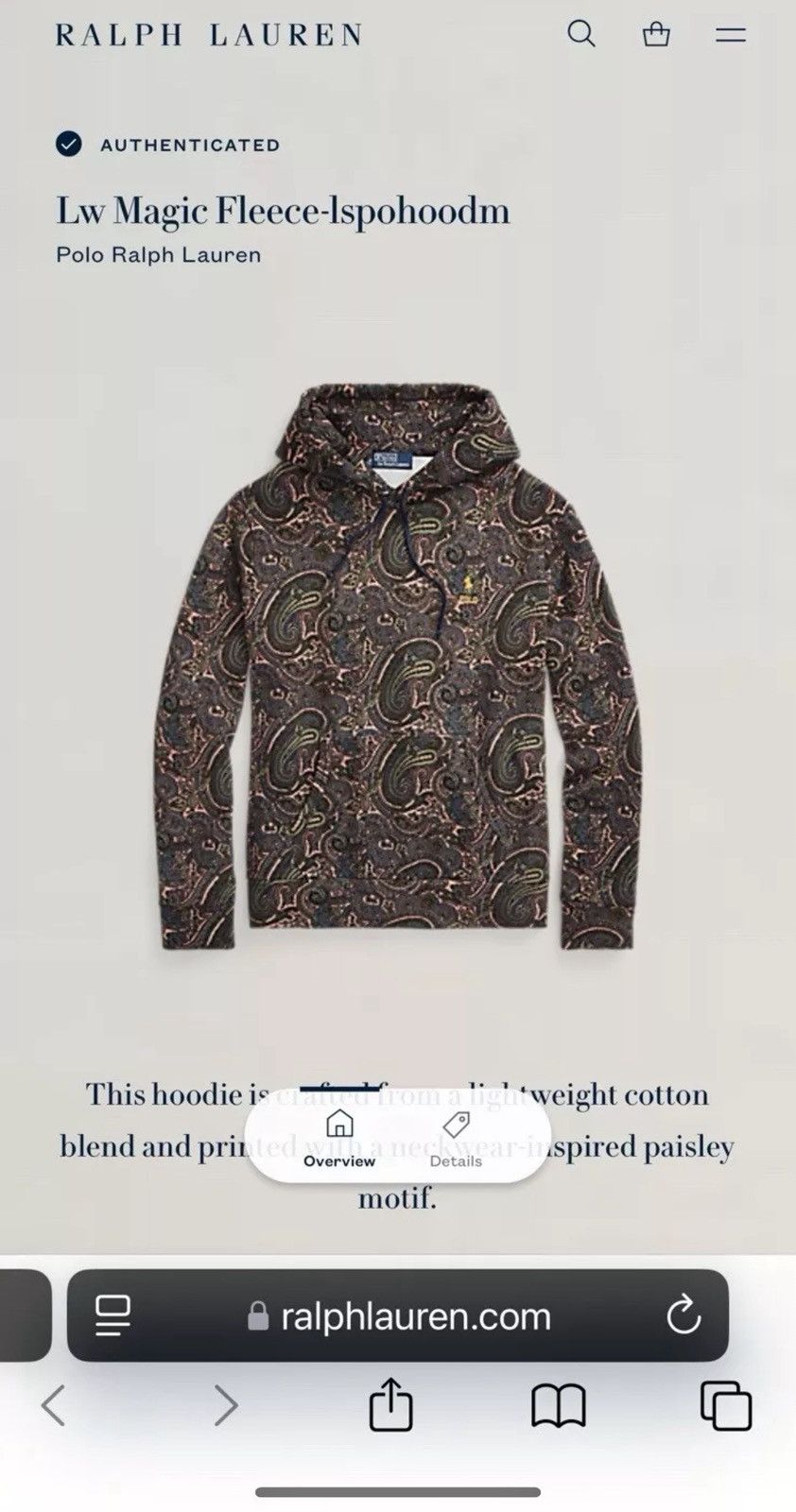 Polo Ralph Lauren × Ralph Lauren Polo Ralph Lauren Paisley Print Hoodie Fleece Men’s M Size Size US M / EU 48-50 / 2 - 10 Thumbnail