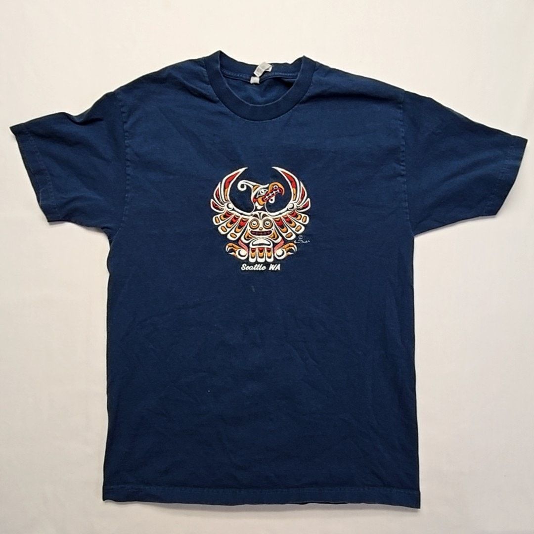 Alstyle Seattle Washington Graphi Native Art Design Blue L T-Shirt Size US L / EU 52-54 / 3 - 1 Thumbnail