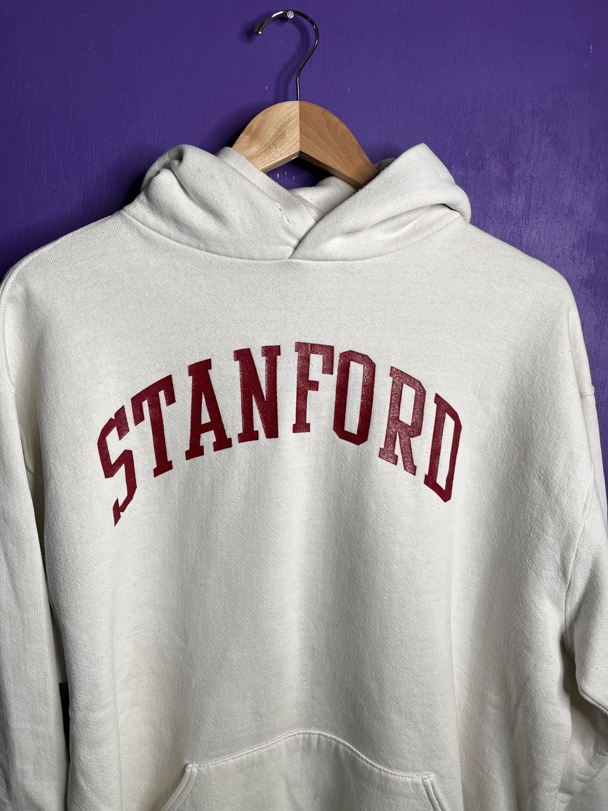 Vintage Vintage 90s Stanford spellout white hoodie Size US L / EU 52-54 / 3 - 3 Thumbnail