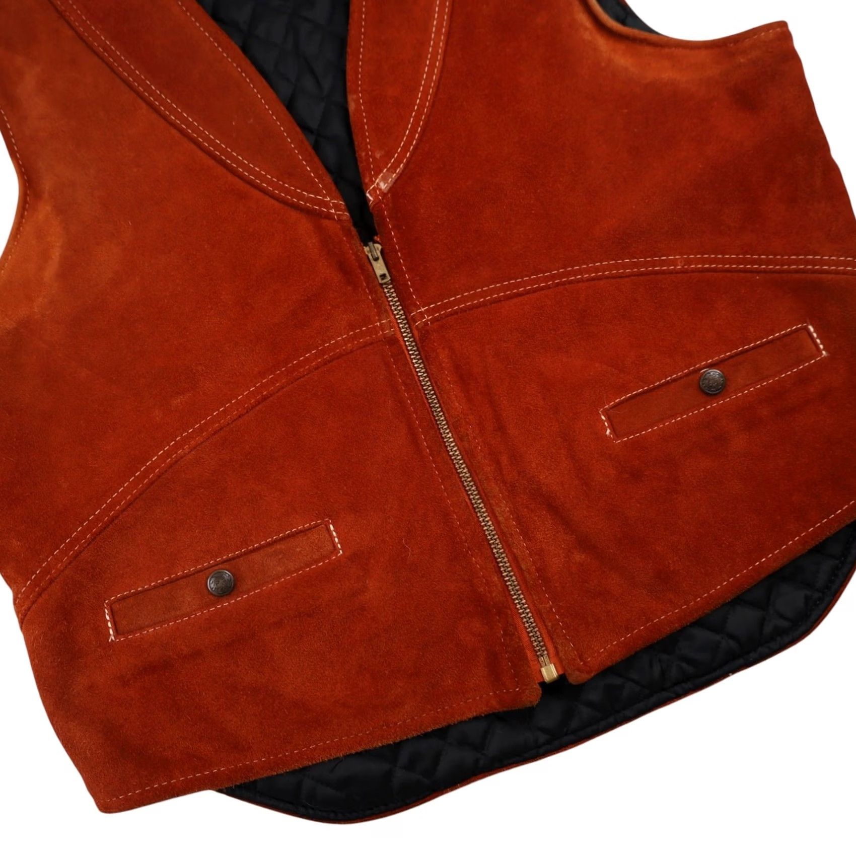 Vintage VINTAGE Kawasaki Suede Leather Riding Vest Mens Large Brown Suked Leather Riding Vest Size US L / EU 52-54 / 3 - 3 Thumbnail