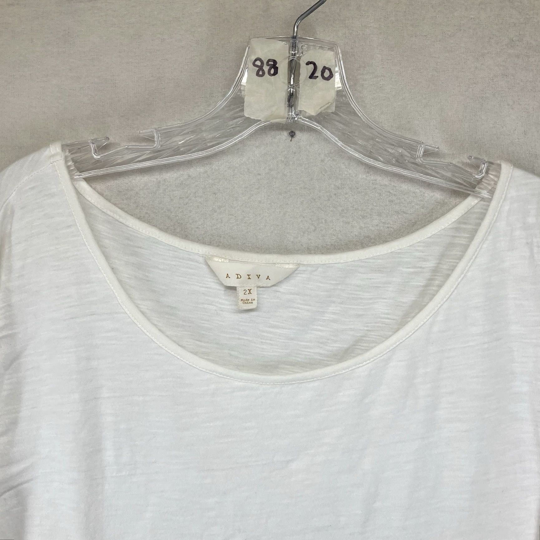 Vintage Women’s Plus Size Jersey Top Blouse 2X White Breathable Cotton Casual Short Sleeve Size XXL / US 16-18 / IT 52-54 - 4 Thumbnail