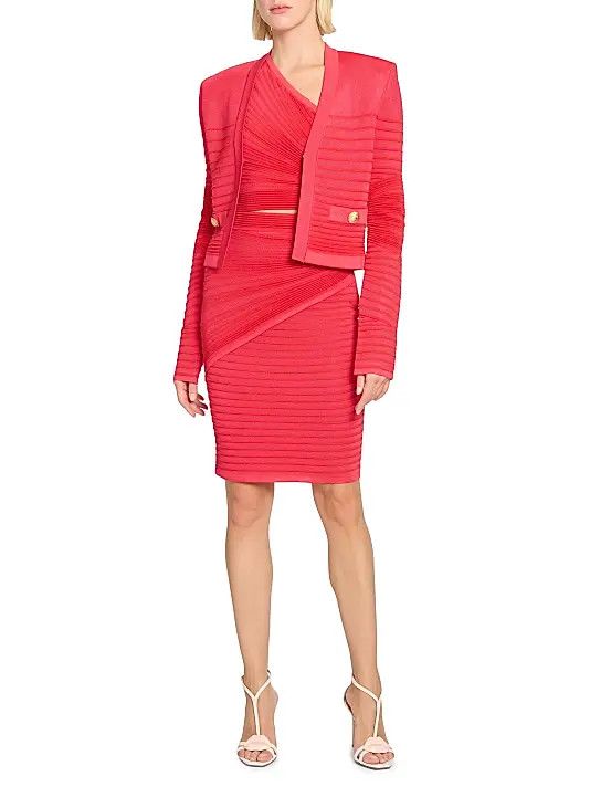 Balmain o1s1wg110526 Body-Con Knee-Length Skirt in Red Size 27" / US 4 / IT 40 - 5 Thumbnail