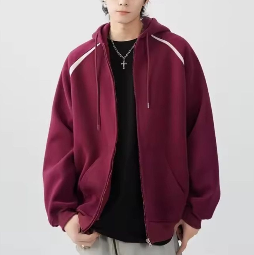 Japanese Brand × Vintage Y2K Wide Hood Stripe Patch Fleece Zippered Hoodie Size US XL / EU 56 / 4 - 1 Thumbnail