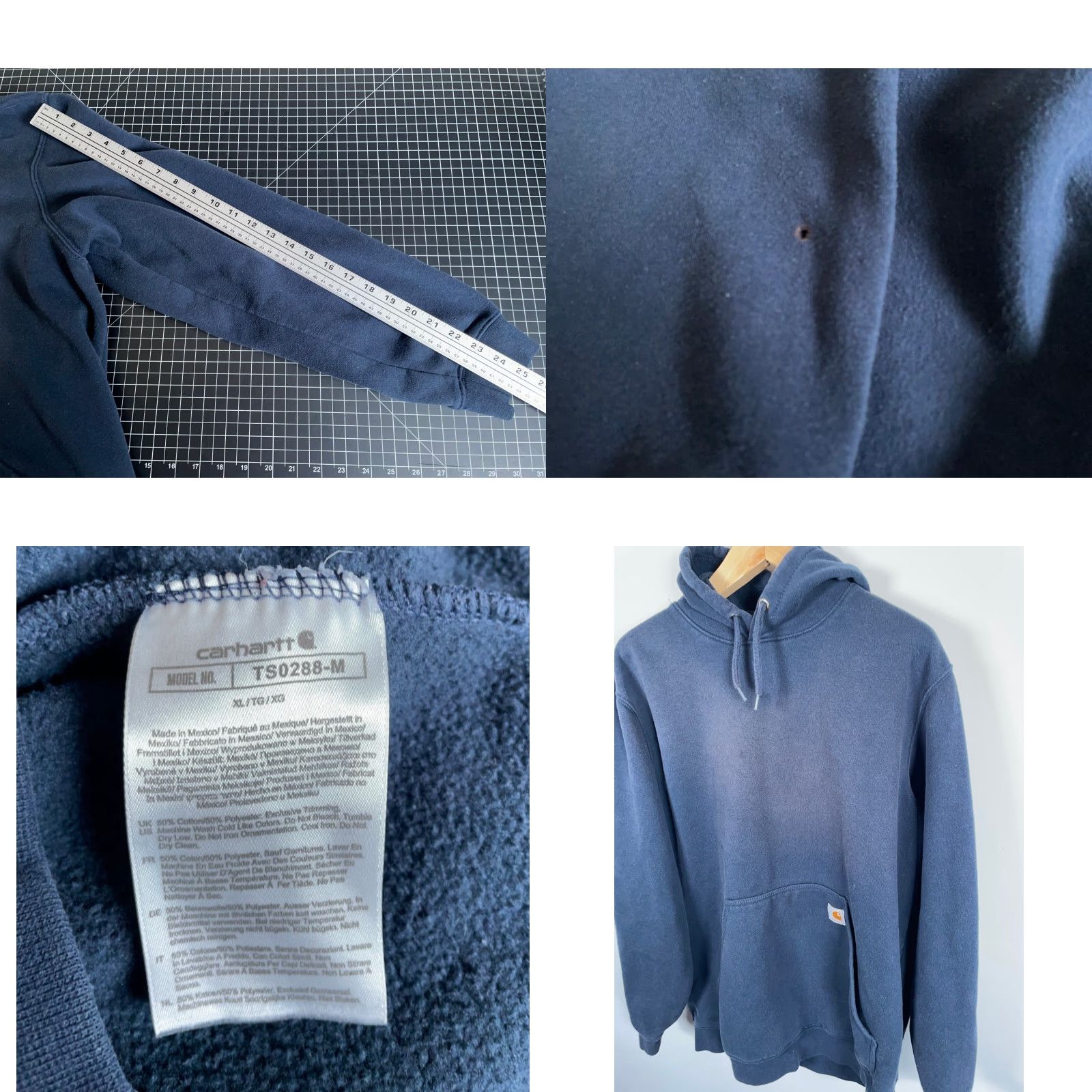 Carhartt Carhartt Hoodie Mens XL Dark Blue Color Faded Heavyweight Cotton Polyester Fleece Pullover Loose Size US XL / EU 56 / 4 - 8 Thumbnail