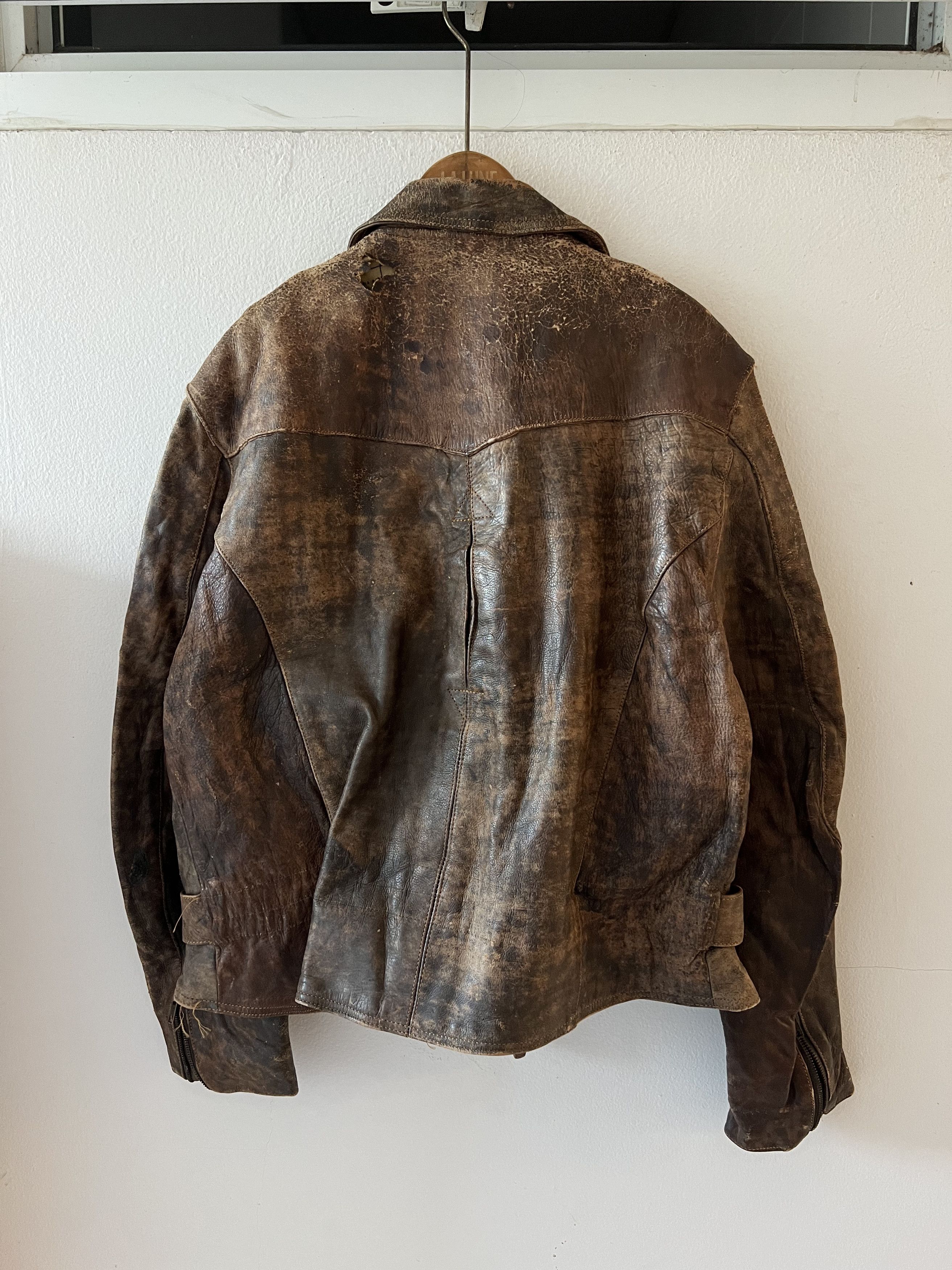 Indian Motorcycle × Vintage THRASHED 80s ECHT LEDER MOTORCYCLE LEATHER JACKET Size US M / EU 48-50 / 2 - 6 Thumbnail