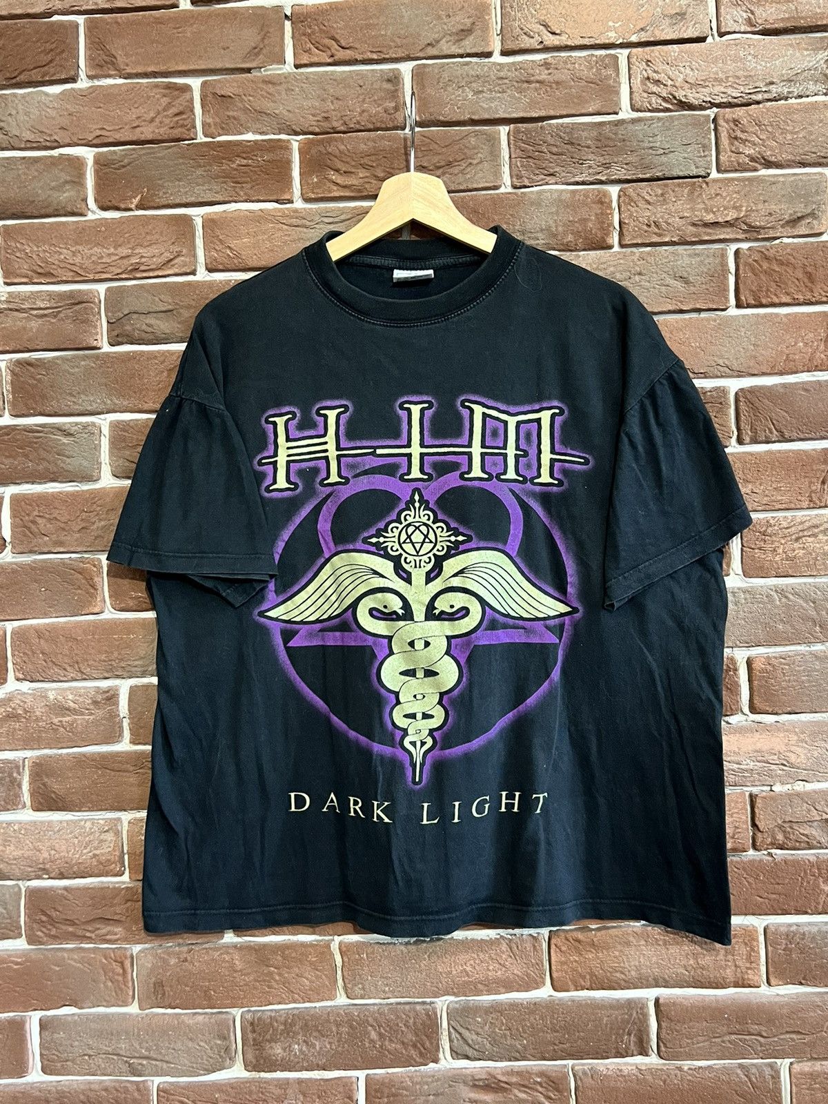 image of Rare Vintage 00S Him Dark Light Rock Band Band Tshirt Y2K L in Black, Men's (Size Large)