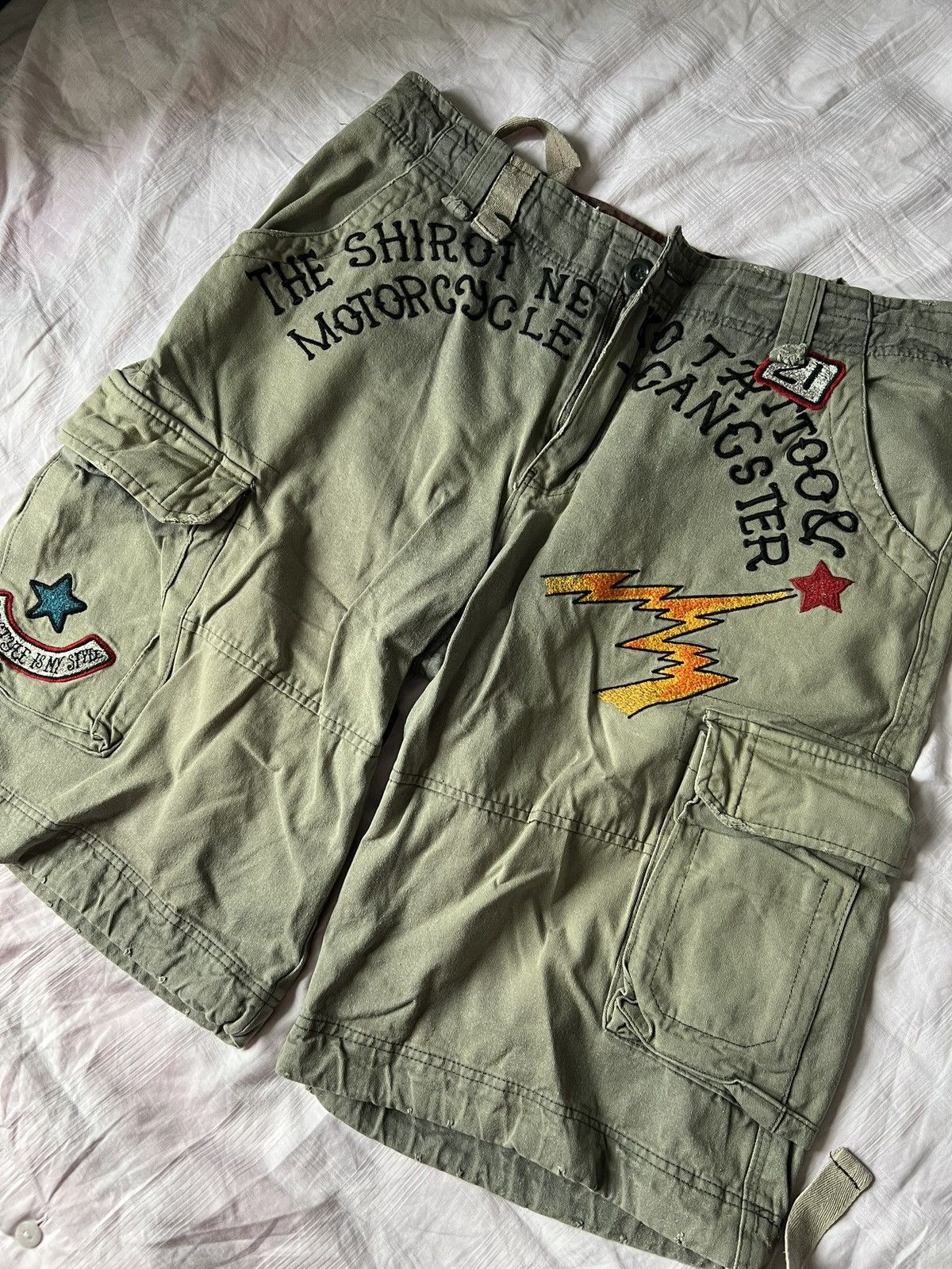 Japanese Brand × Vintage Vintage Japanese Brand Shiro Neko Cargo Shorts TATTO Style Size US 36 / EU 52 - 7 Thumbnail