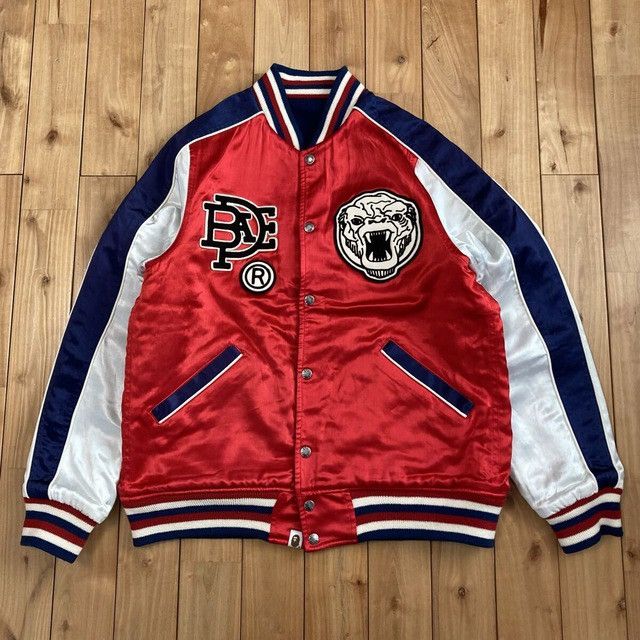 Bape 🔥Reversible🔥 BAPE Logo Melton Wool Varsity Jacket Kanye NIGO Size US XL / EU 56 / 4 - 5 Thumbnail