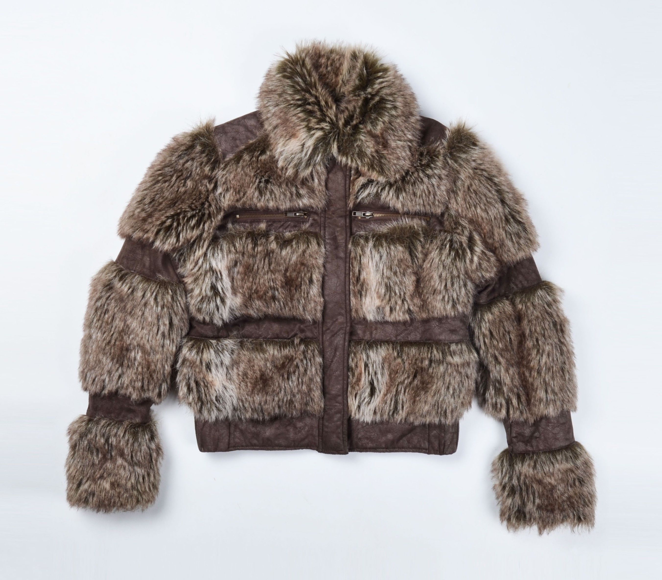 Vintage Axis Y2K Glam Faux Fur Cropped Jacket