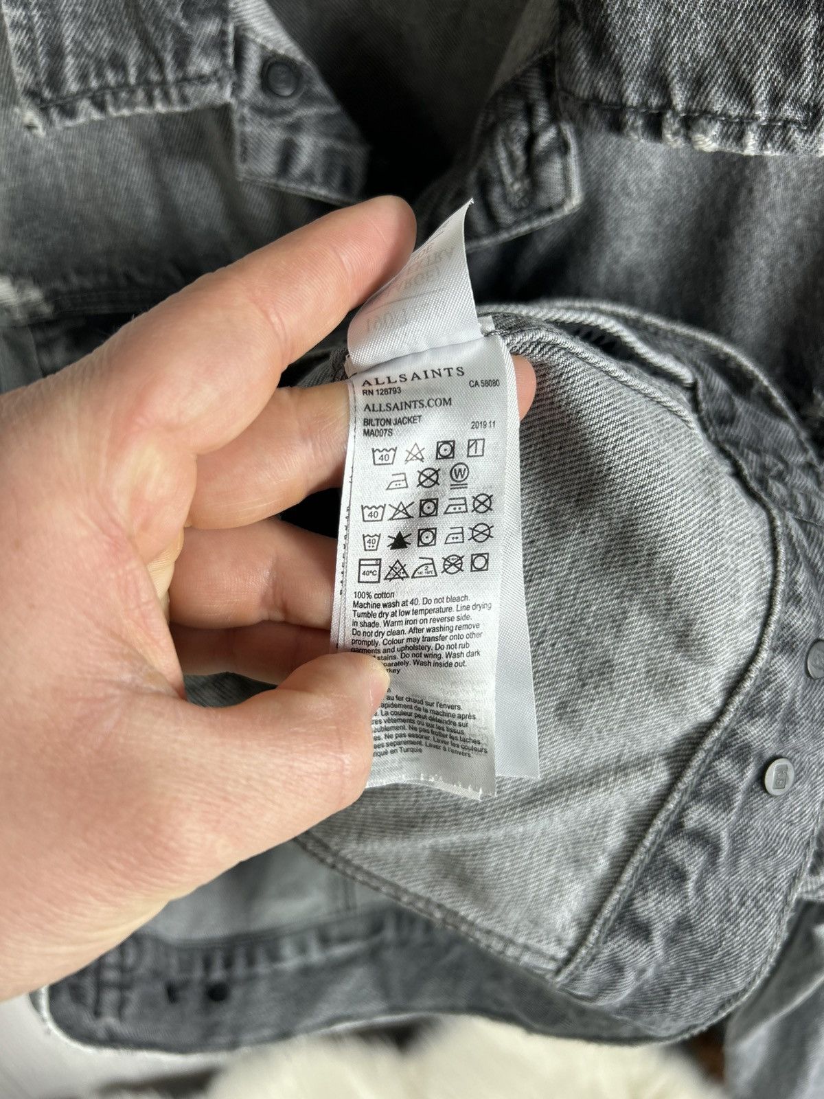 Allsaints Allsaints Bilton Denim Distressed Jacket Size XL Dark Gray Size US XL / EU 56 / 4 - 12 Thumbnail