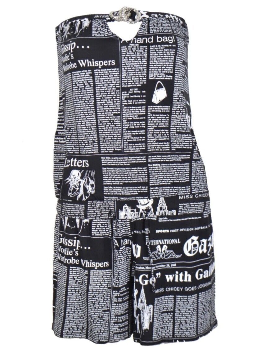 JOHN GALLIANO GAZETTE NEWSPAPER ROMPER JUMPSUIT SIZE M