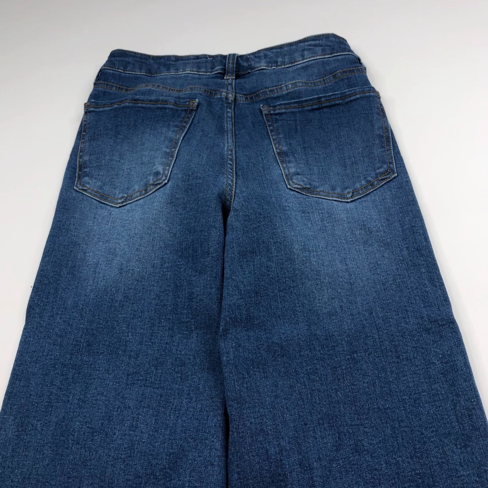 Vintage Oat New York Jeans Wide Leg 6/28 (Fit 28W 24L) High Rise Distressed Cut Off 28W 24L Blue Denim Jeans Size 28" / US 6 / IT 42 - 3 Thumbnail
