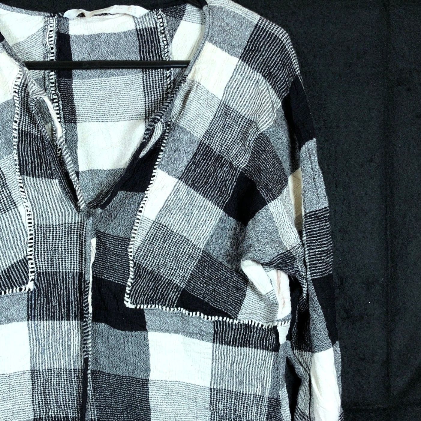 Zara Zara Womens Dress Black White Check V Neck Mini Tassels Long Sleeve Small Size S / US 4 / IT 40 - 5 Thumbnail