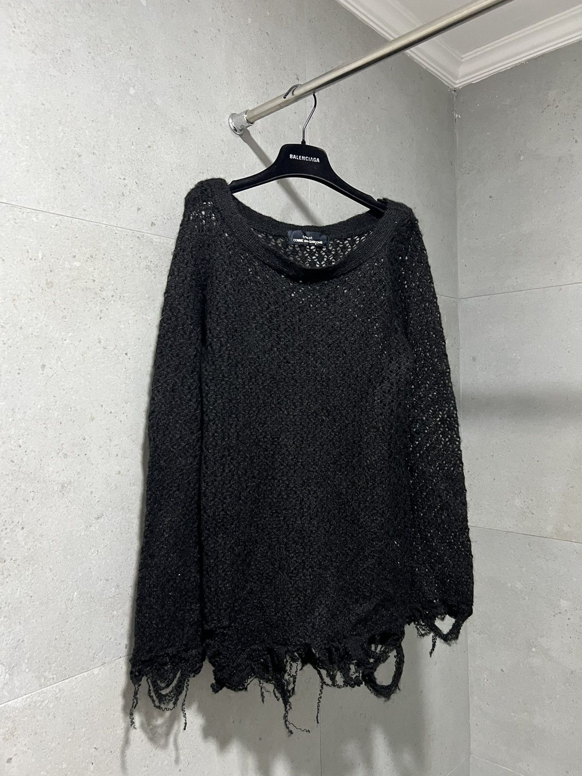 image of Comme Des Garcons Comme Des Garçons Mesh Knit Sweater Grunge Punk in Black, Men's (Size Small)