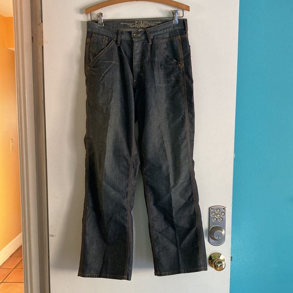 EDUN Edun Mens 29 Jeans Y2K Straight Leg Button Fly from Bono Size US 29 - 14 Thumbnail
