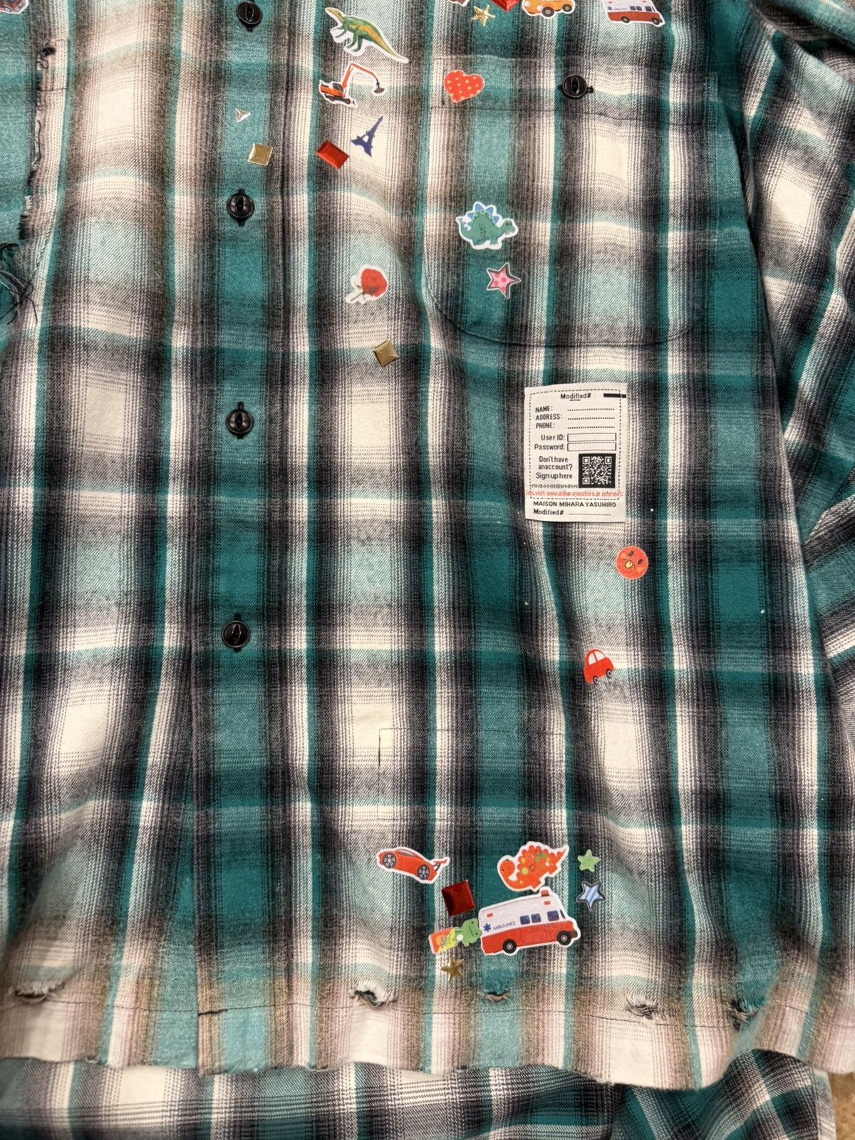 Maison MIHARA YASUHIRO Maison Mihara Yasuhiro Distressed Green Check Flannel Shirt Size US L / EU 52-54 / 3 - 11 Thumbnail