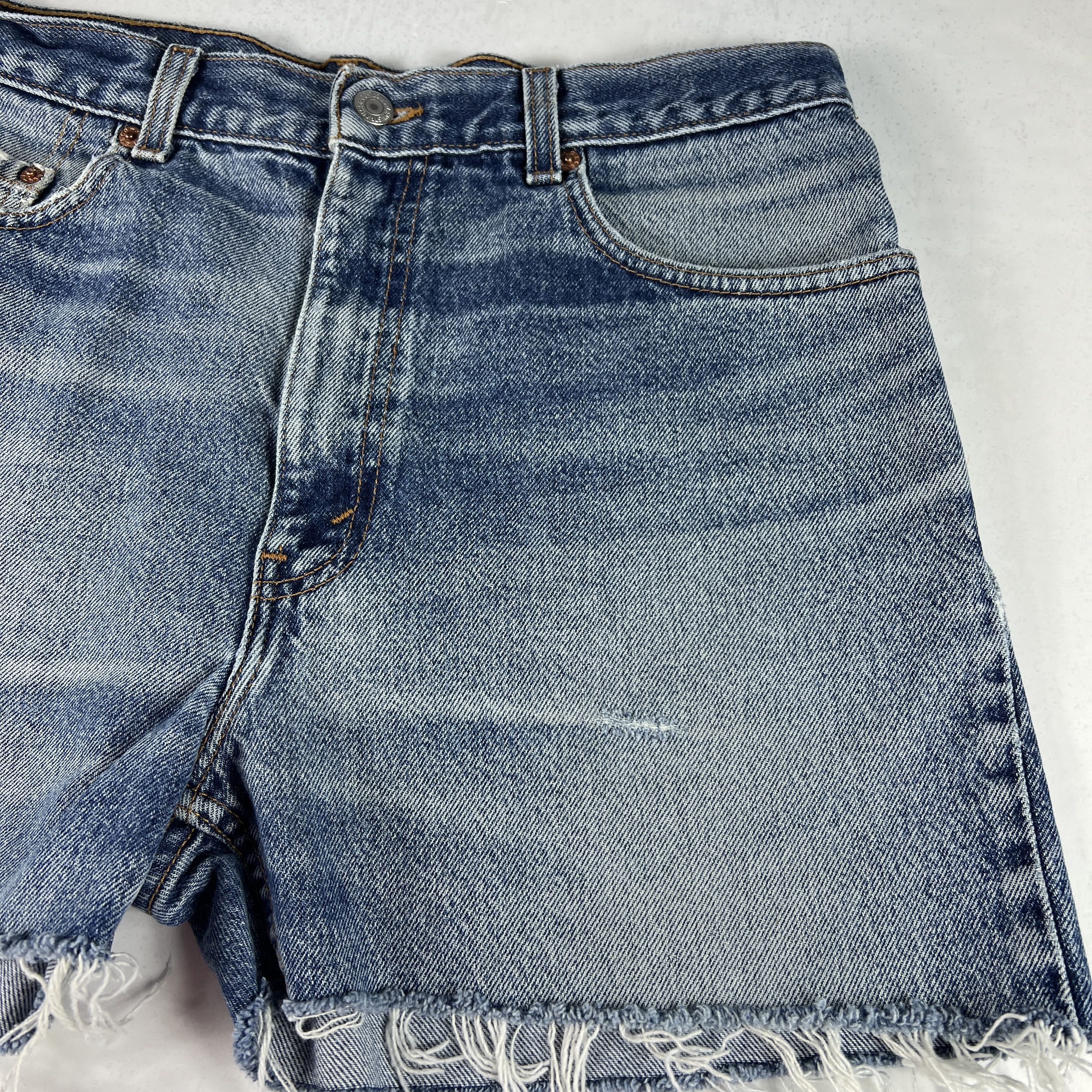 Levi's × Vintage Y2K Levi's Jean Shorts Blue Whiskers Cut Off Denim Jorts Size US 33 - 6 Thumbnail