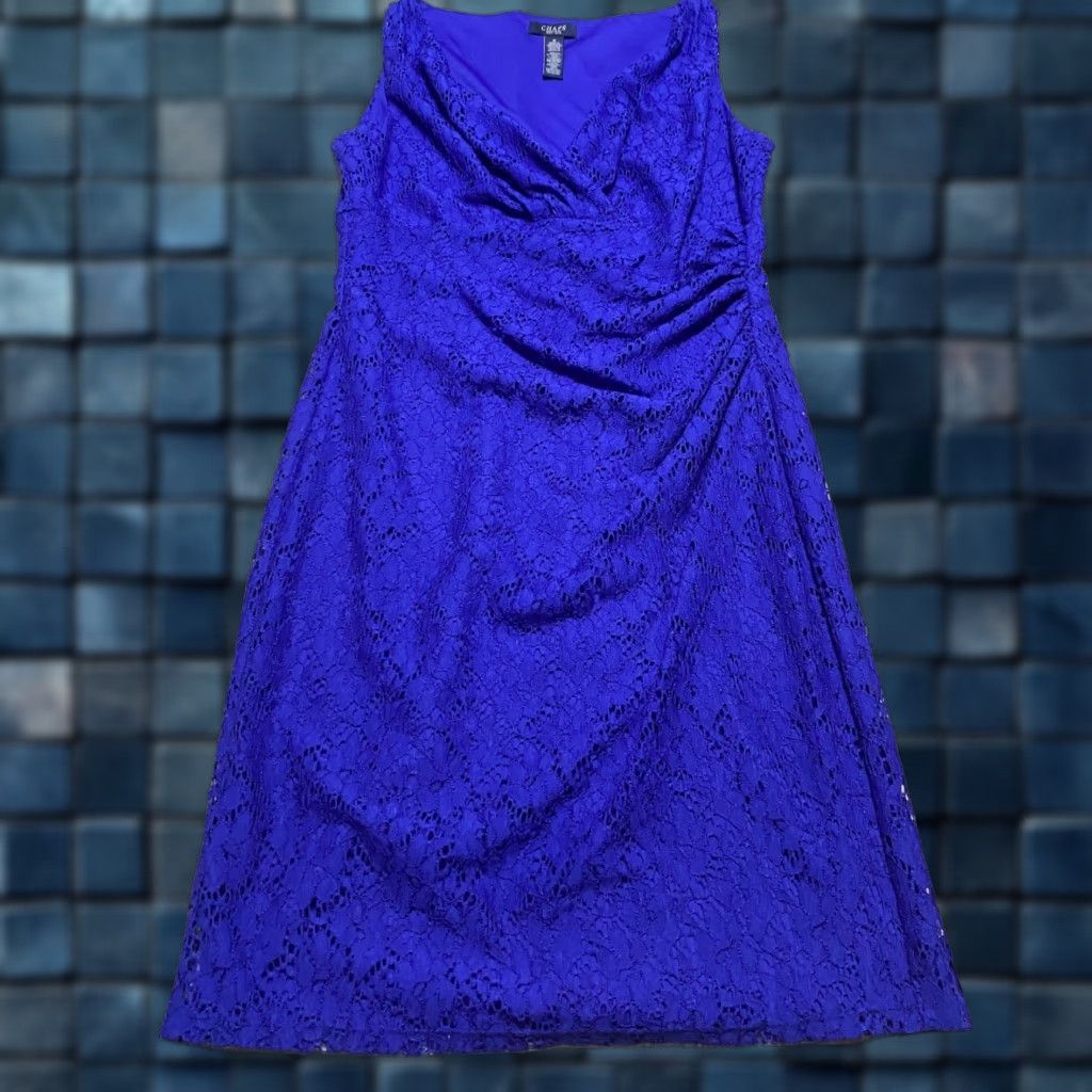 Chaps Chaps Dress Lined Sleeveless V-Neck Wrap Blue 12 Womens Shirt/Small? Size XL / US 12-14 / IT 48-50 - 1 Thumbnail