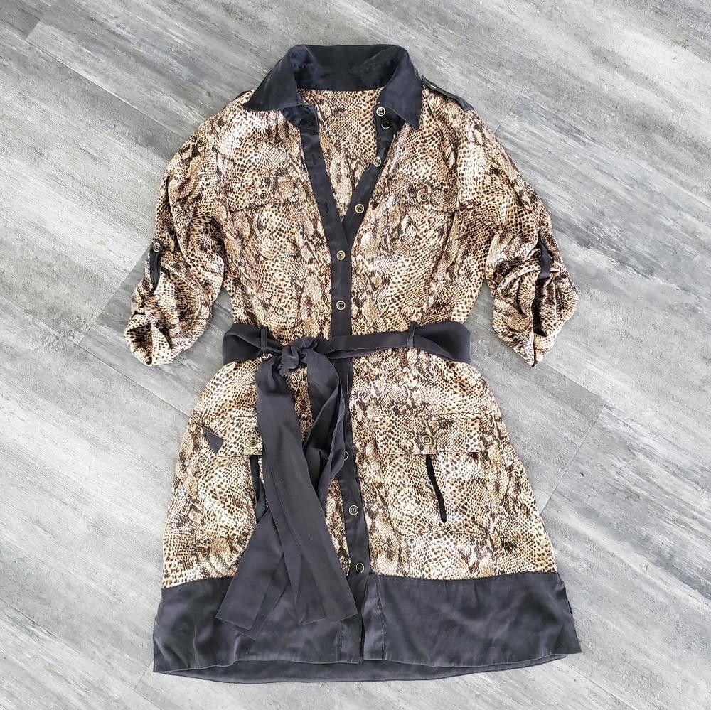 Designer Nude Black Snakeskin Button Down Silky Mini Size M / US 6-8 / IT 42-44 - 1 Thumbnail