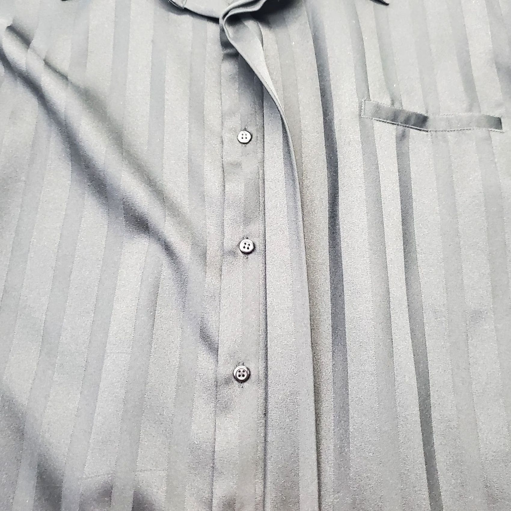 Vintage Montique Stripes Formal Shirt Mens XXL Black Collared Inside Button Up Size 48R - 7 Thumbnail