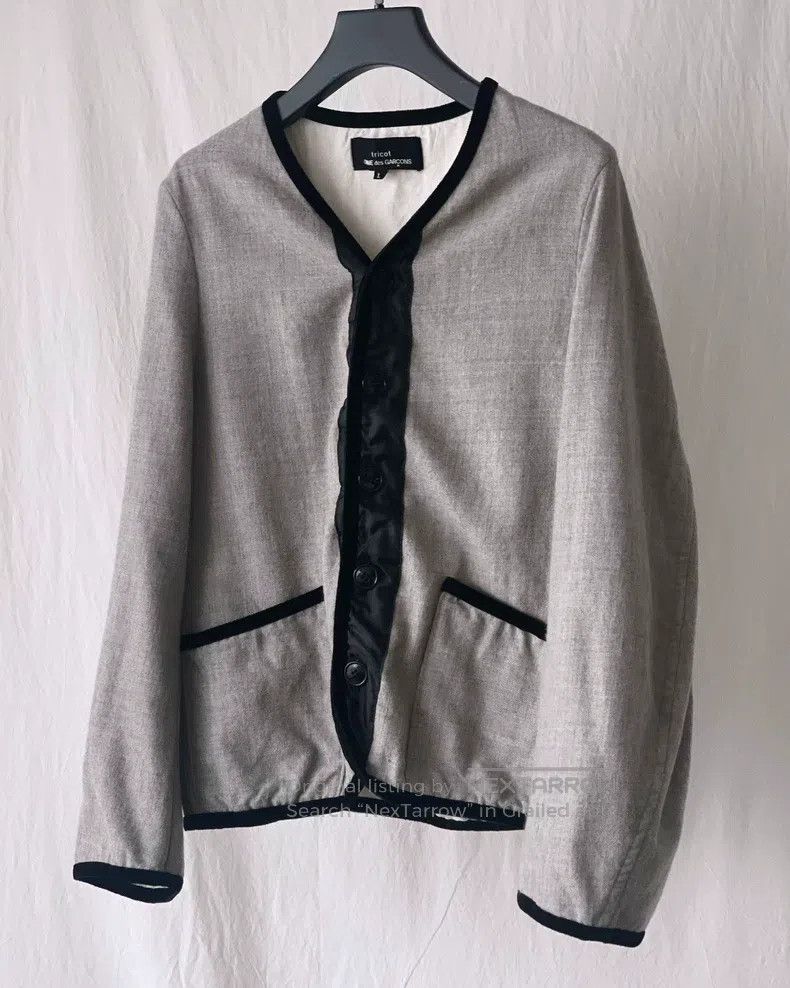 Comme Des Garcons Trimmed Velvet Gray Wool Jacket