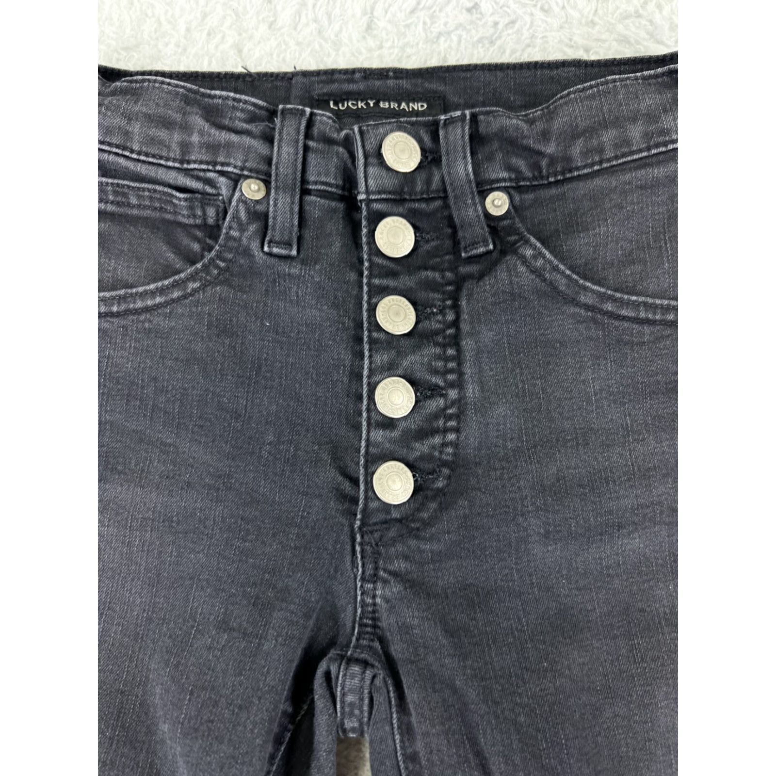 Lucky Brand Lucky Brand Jeans Womens 00 Black Denim Skinny Tapered Mid Rise 5-Pocket Cotton Stretch Size 24" / US 00 / IT 34 - 6 Thumbnail