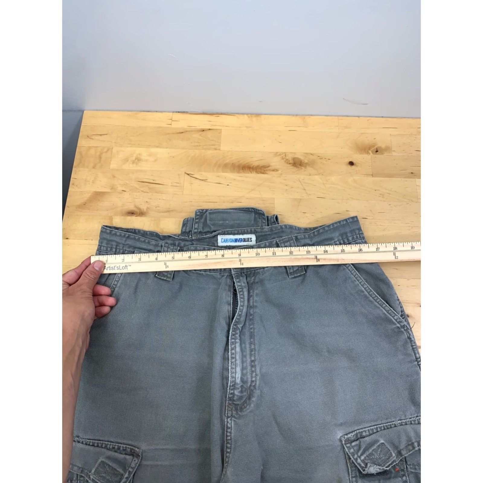 Vintage VINTAGE Canyon River Blues Double Cargo Jeans Mens 34x32 Baggy Y2K Green Gray 11182 Size US 34 / EU 50 - 7 Thumbnail