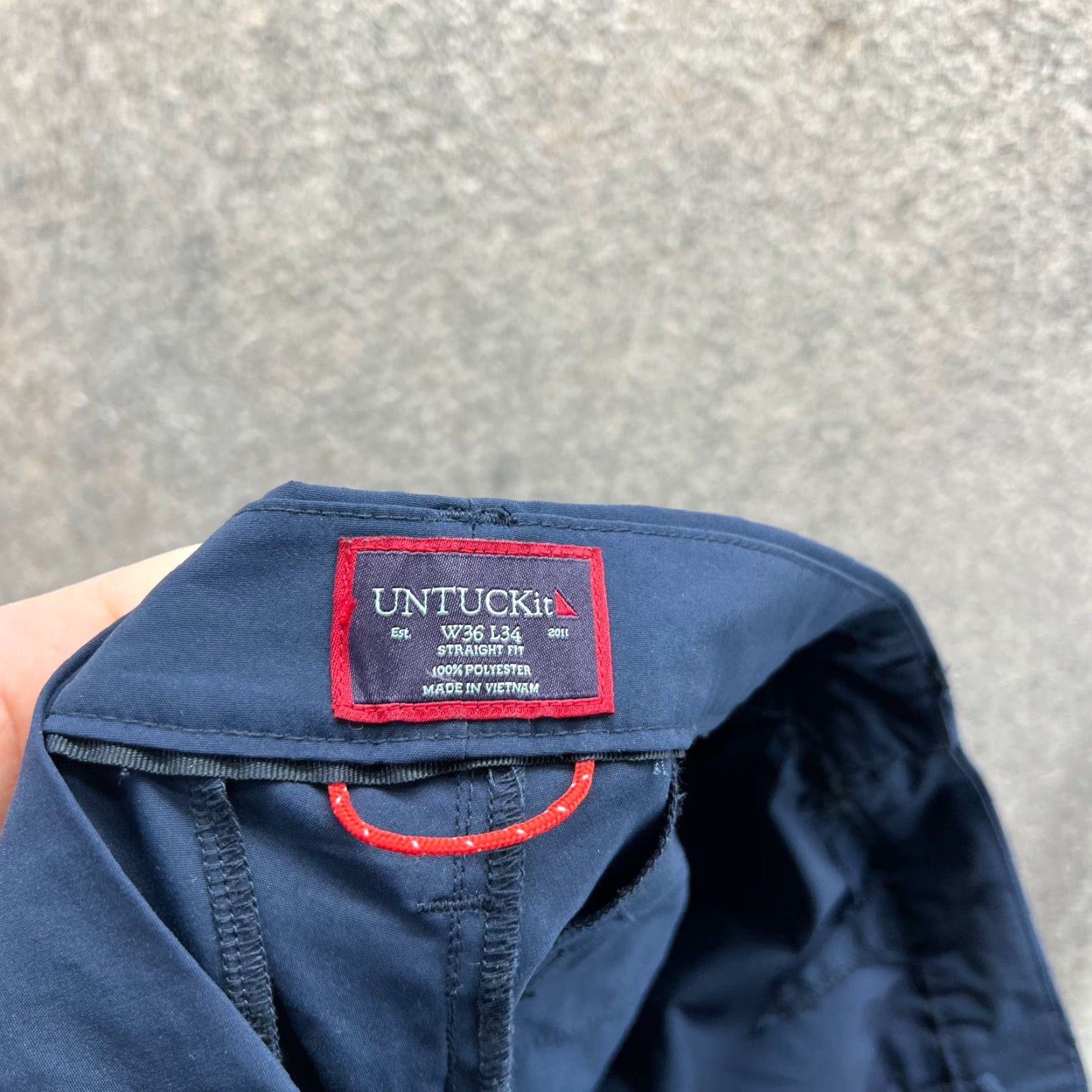 UNTUCKit UNTUCKit Pants Men 36x34 Adult Blue Straight Chino Flat Polyester Trousers Knit Pants Jeans Dress Flat Front Button Pockets Regular Rise Mid Size US 36 / EU 52 - 3 Thumbnail