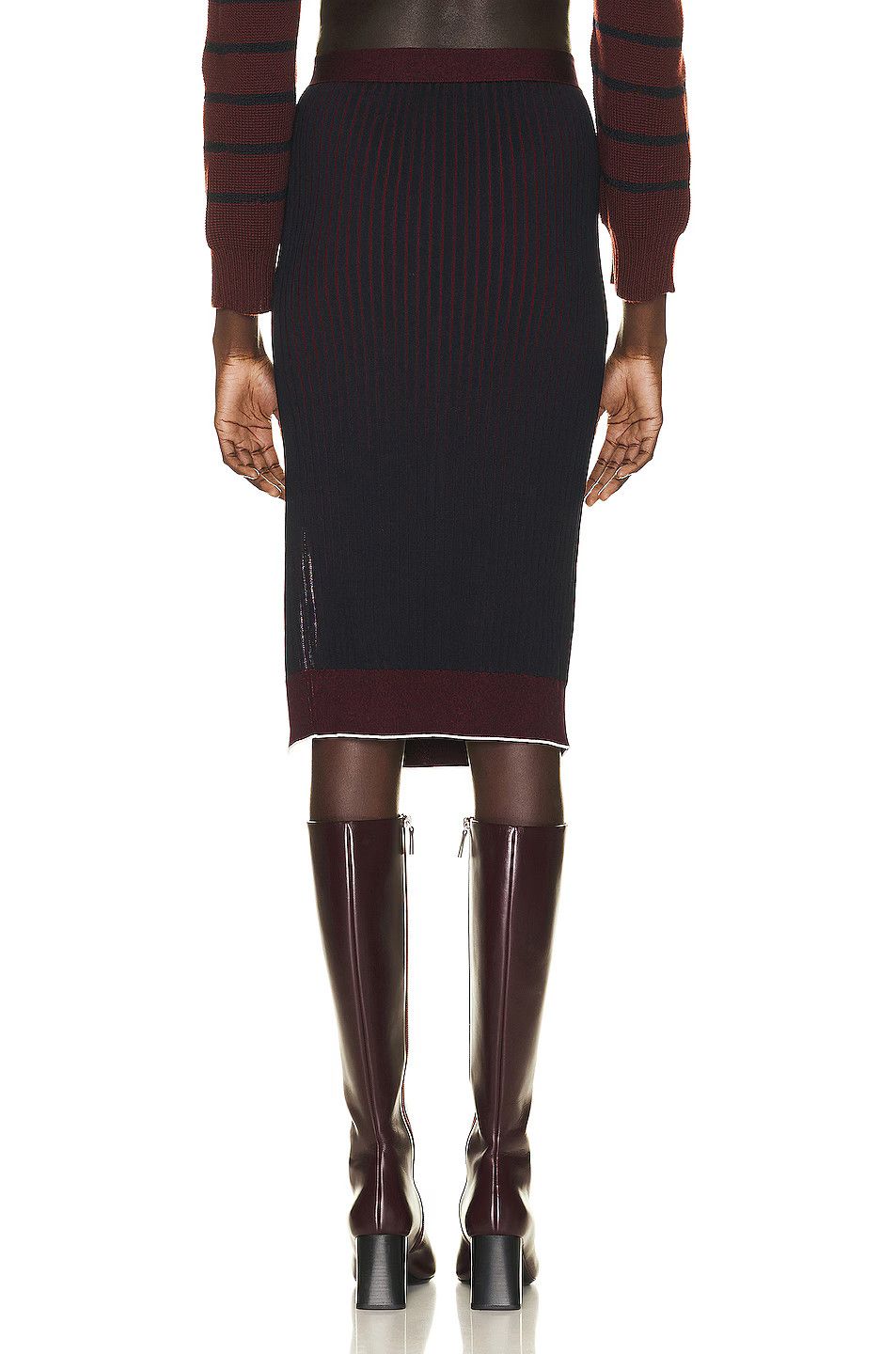 Bottega Veneta o1loc1c0824 728348 Ribbed Cotton Skirt Blue & Merlot Size 32" / US 10 / IT 46 - 4 Thumbnail