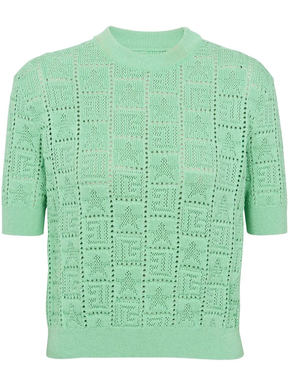 Balmain o1s1wg110825 Monogram Jacquard Top in Green Size S / US 4 / IT 40 - 1 Thumbnail