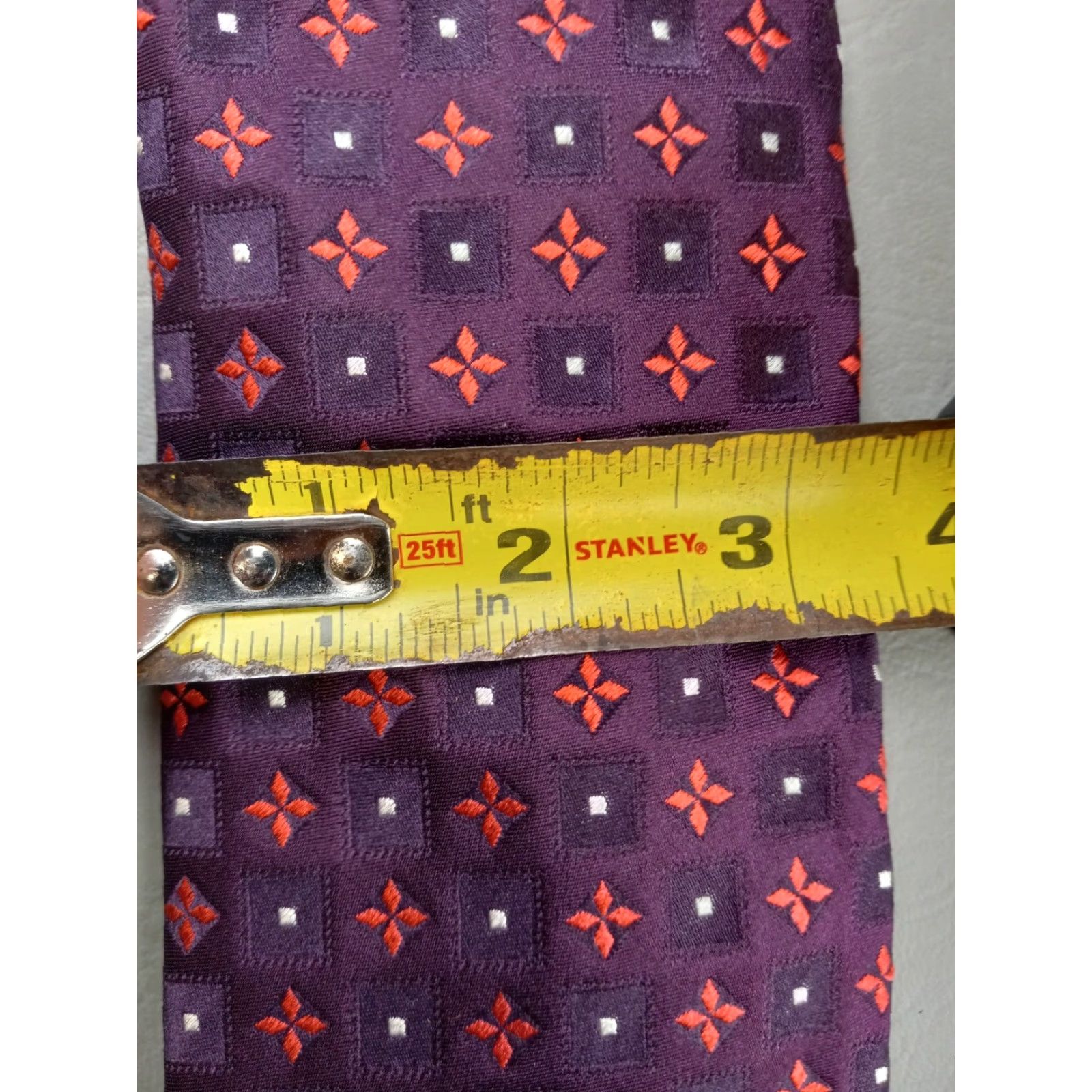 Hugo Boss HUGO BOSS Italy Men's 100% Silk Necktie Purple Red Stars Good Condition Size ONE SIZE - 6 Thumbnail