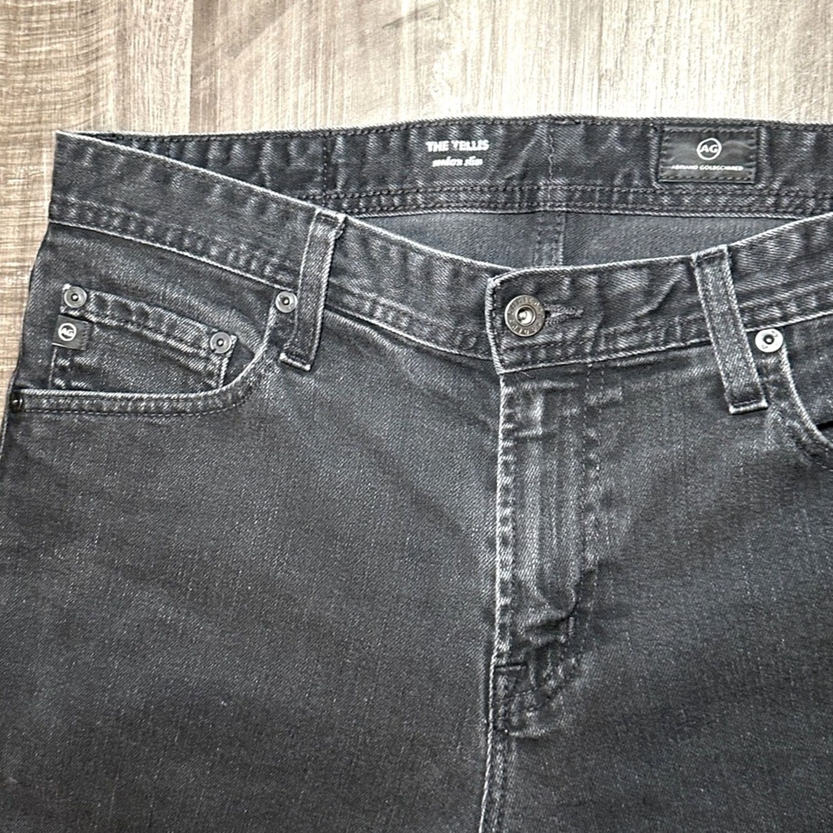 Vintage AG Adriano Goldschmied The Tellis Modern Slim Jeans 33R Black Men Regular 30 Inseam 35 39 10.5 7 12 MS9182 Size US 33 - 6 Thumbnail