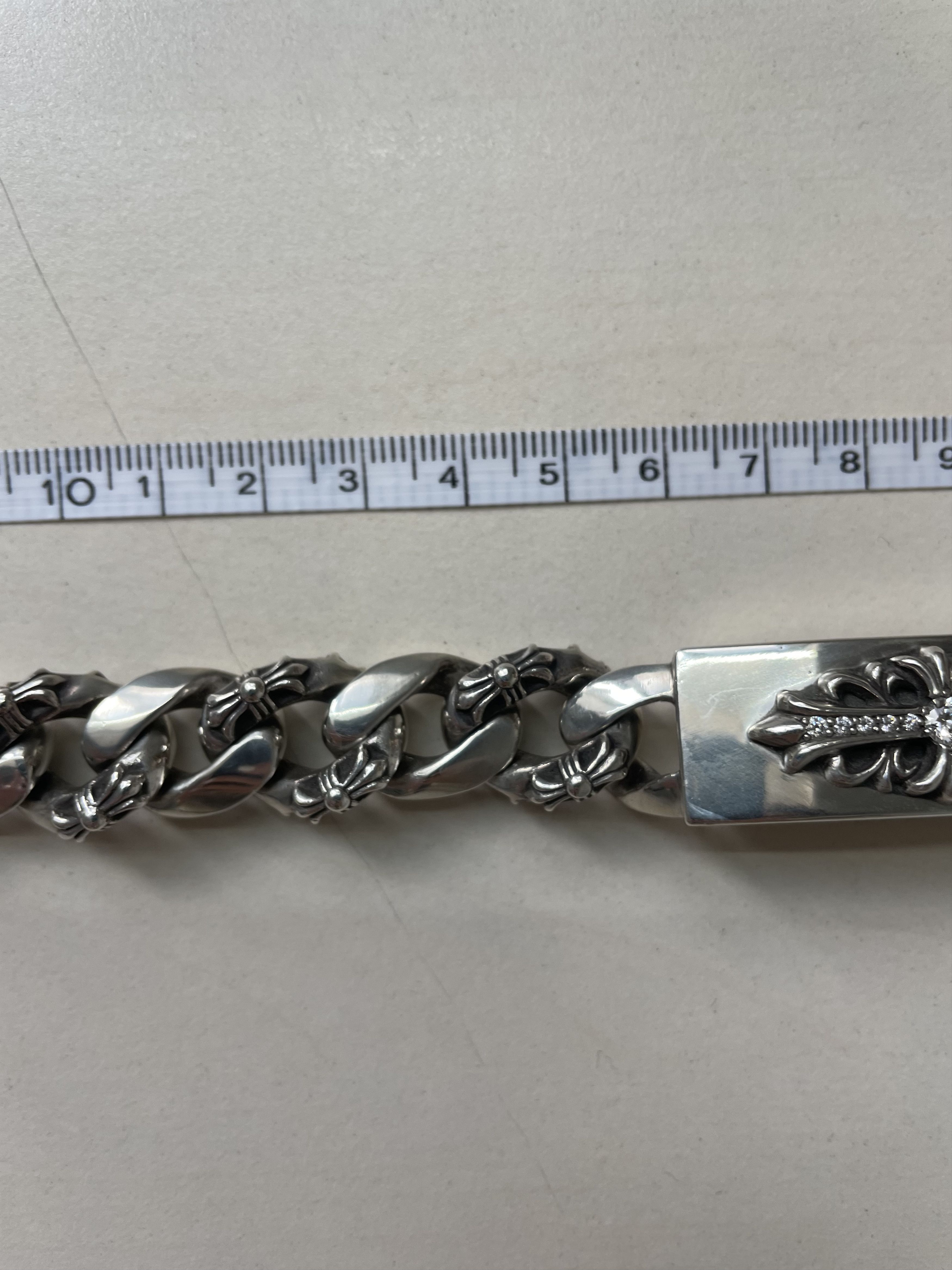 Chrome Hearts Chrome Hearts Silver Diamond ID Cross Cuba Bracelet Size ONE SIZE - 8 Thumbnail