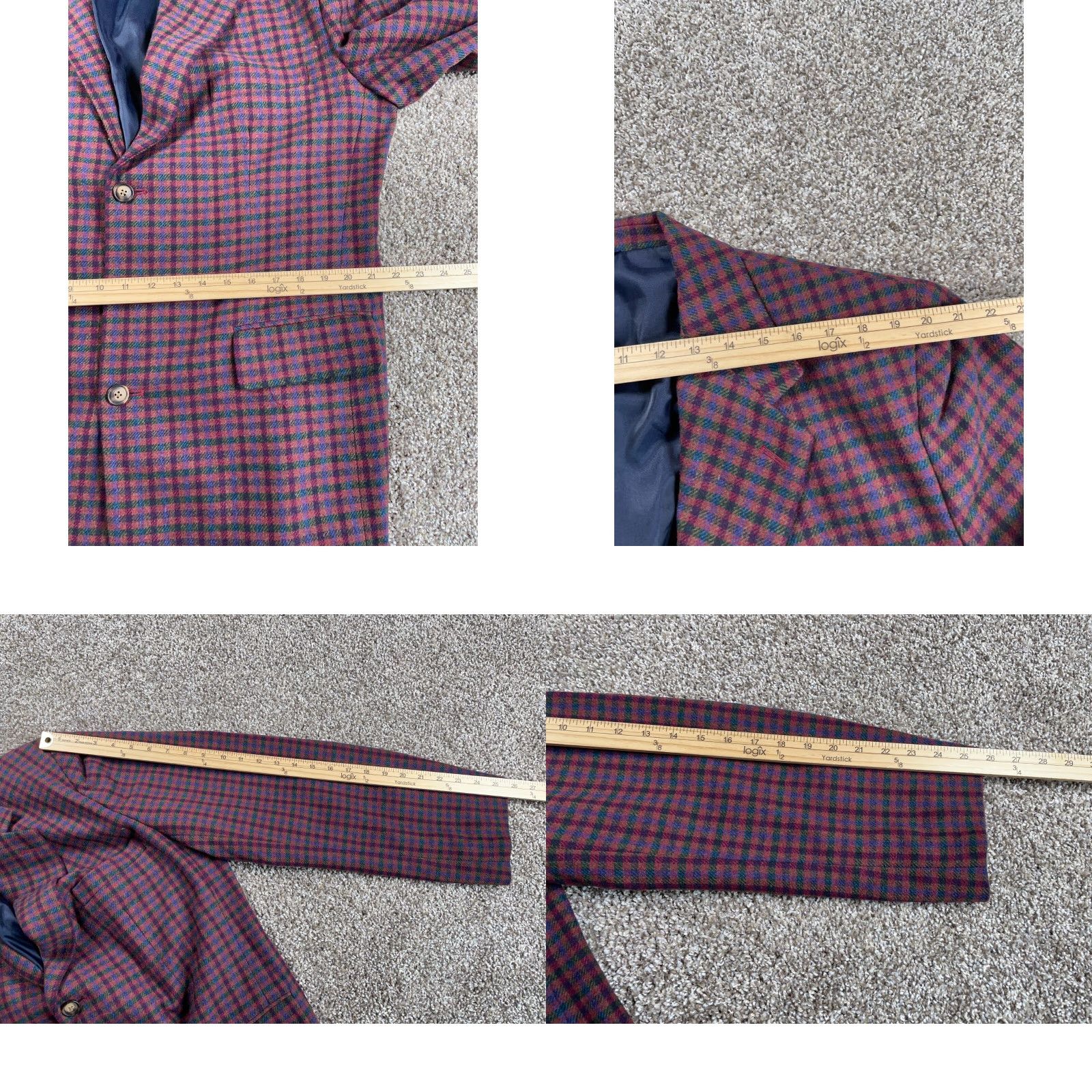 Gap VTG GAP Wool 3 Button Blazer Men’s Medium Red Green Blue Plaid Check Preppy Size 40R - 8 Thumbnail