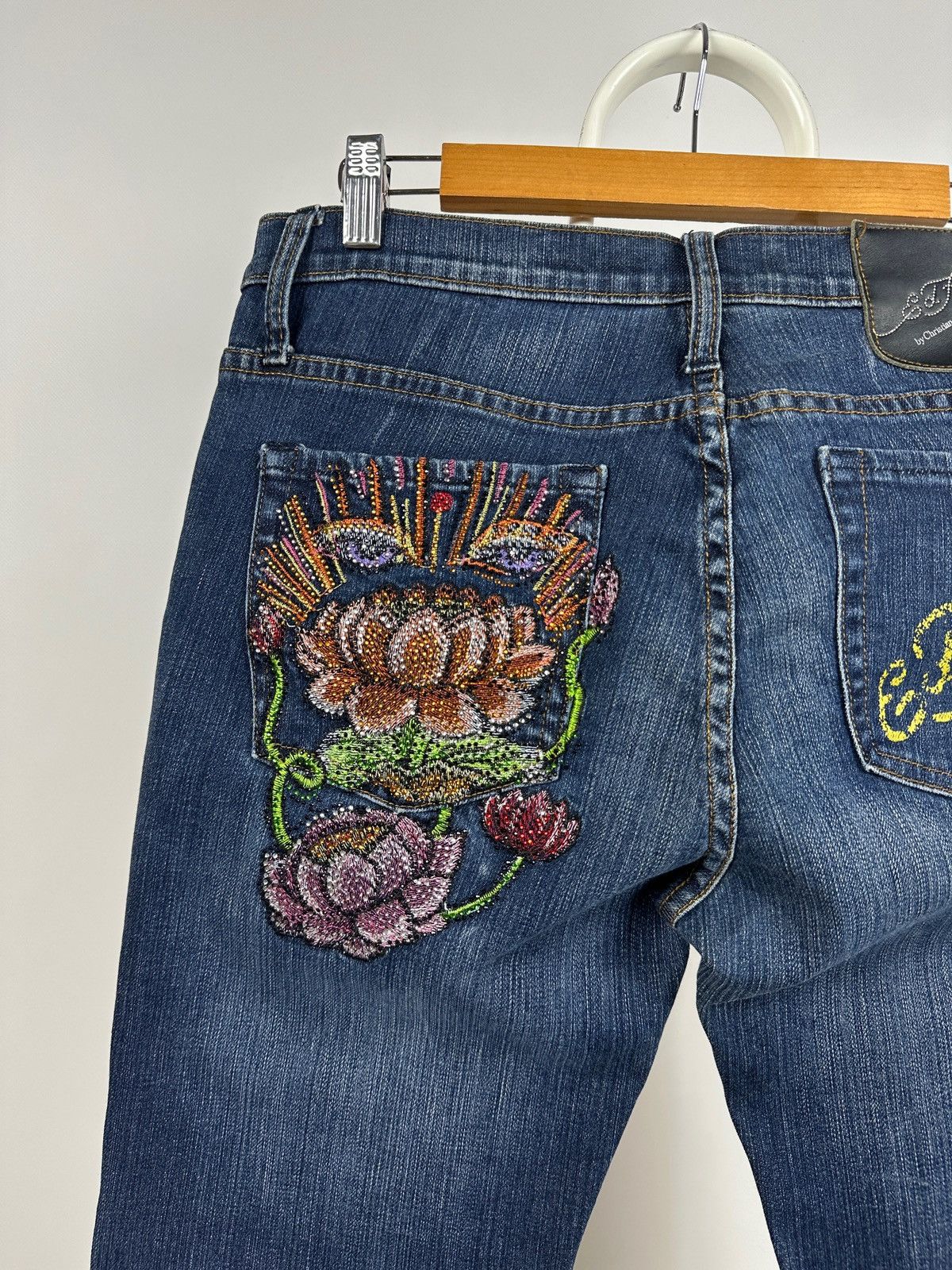 Ed Hardy Ed Hardy Rhinestones Flowers Denim Jeans Pants Size 31" - 5 Thumbnail