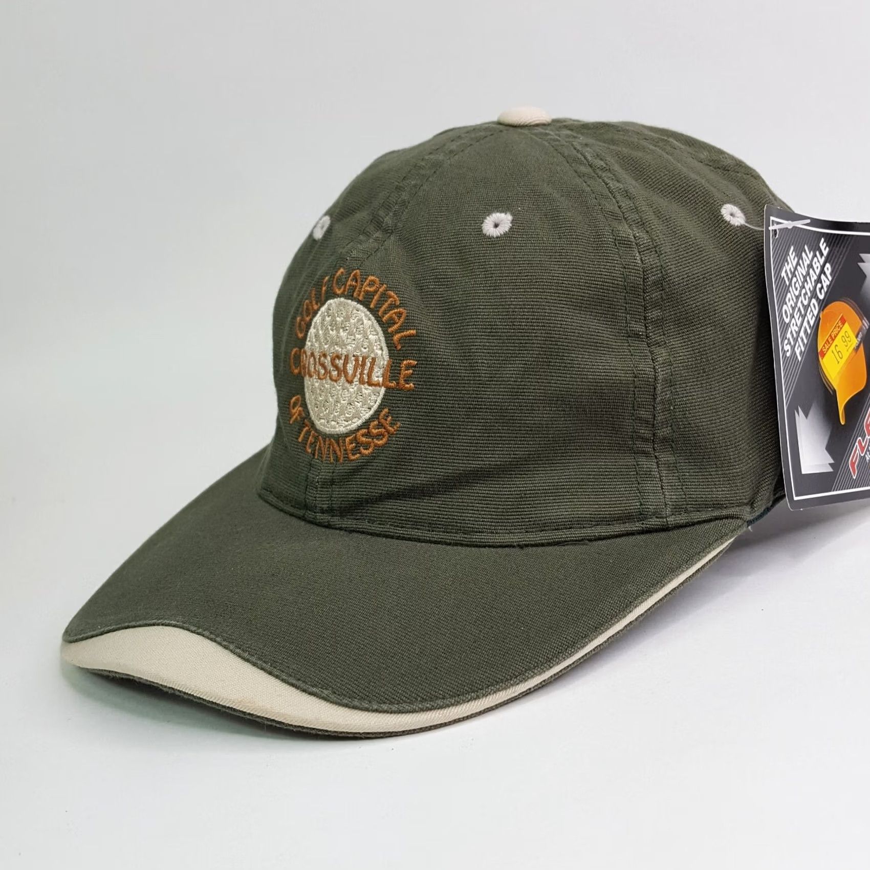 Vintage VINTAGE Crossville Golf PGA Stretch Outdoor Sports Hat Baseball Cap Mens Green 90s Town Talk Vintage Hat Size ONE SIZE - 2 Thumbnail