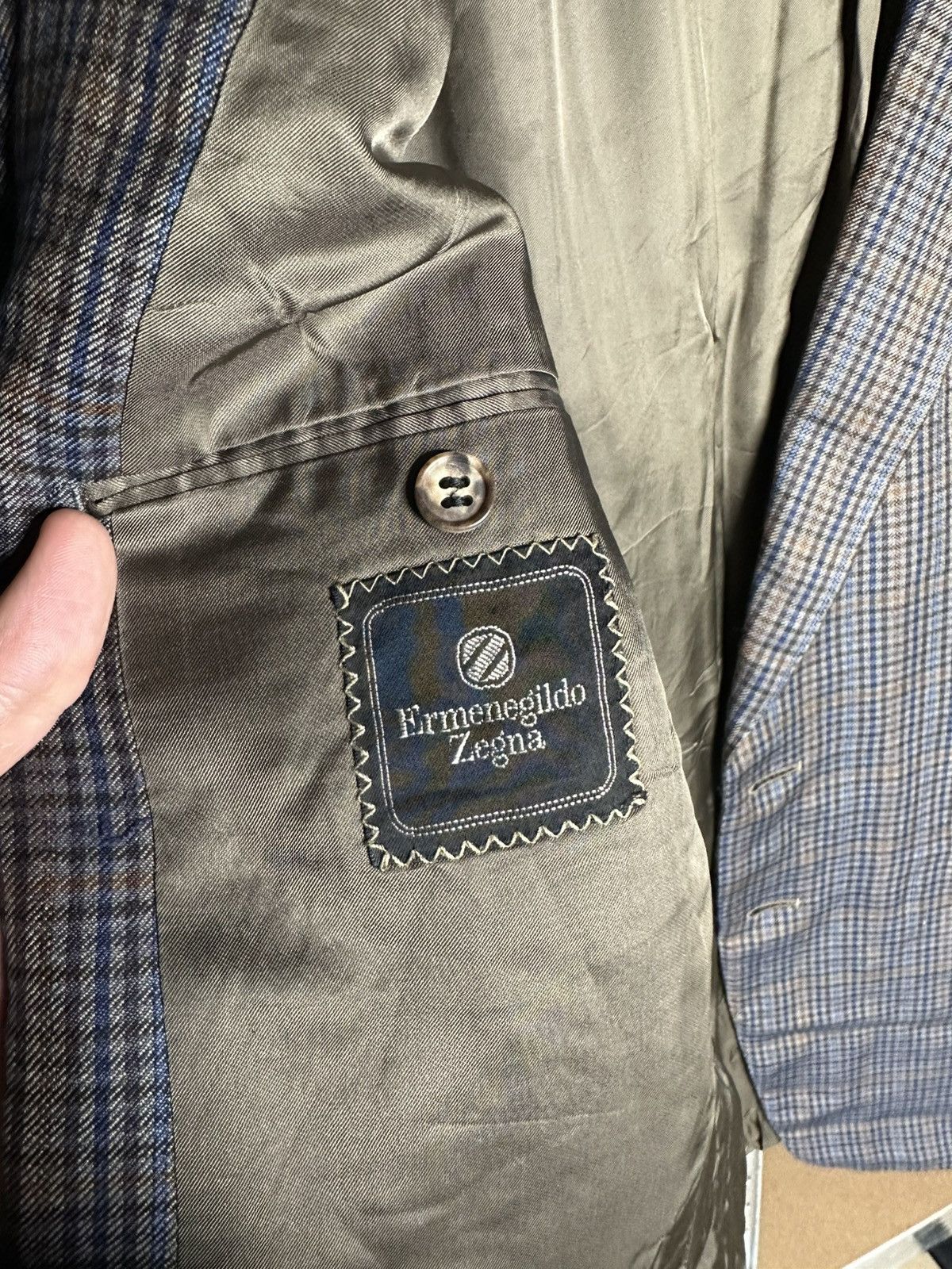 Ermenegildo Zegna Ermenegildo Zegna Cashmere Silk Blazer Jacket Check Size 44R - 5 Thumbnail